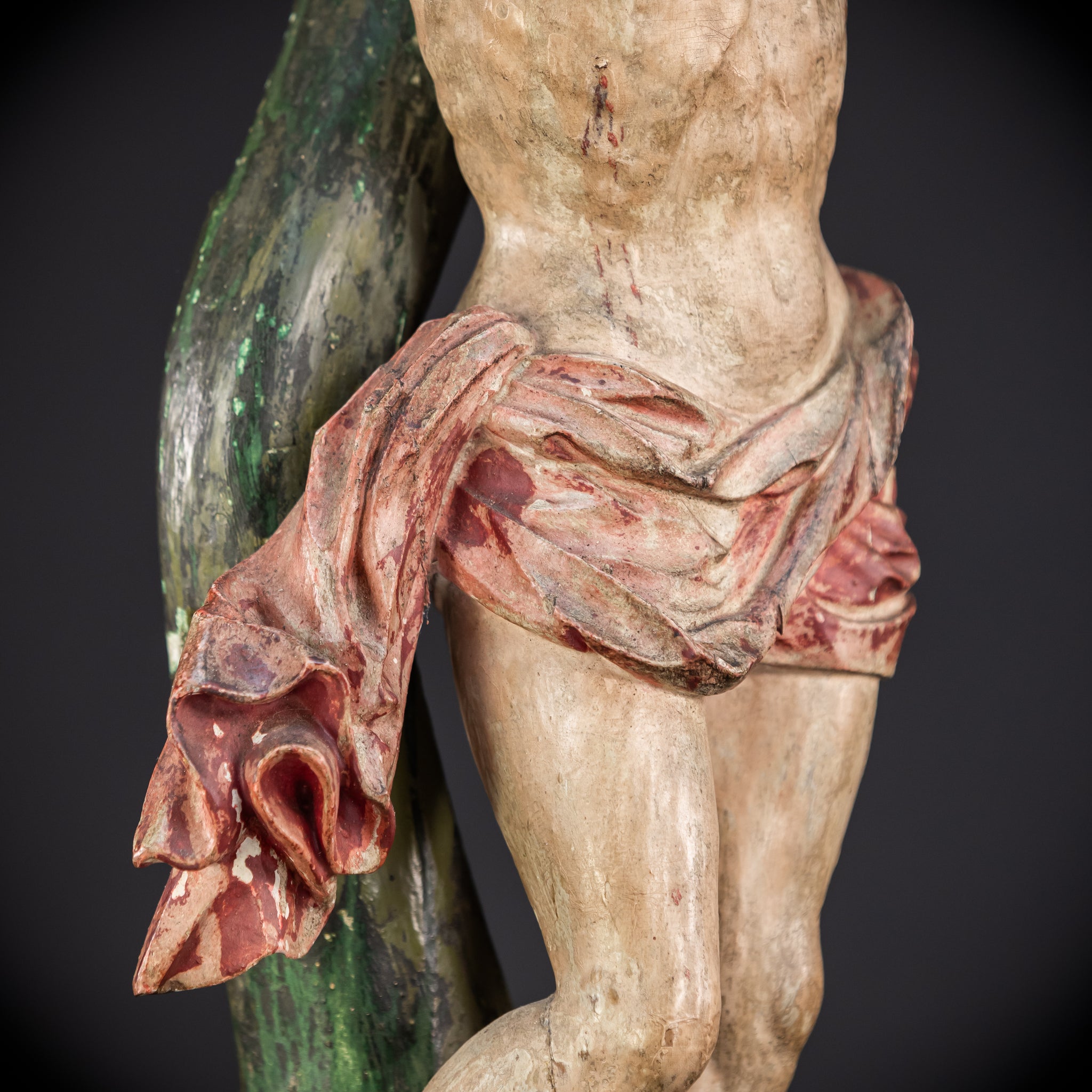 St Sebastian Wooden | 1600s Antique Glas Eyes | 23.6”