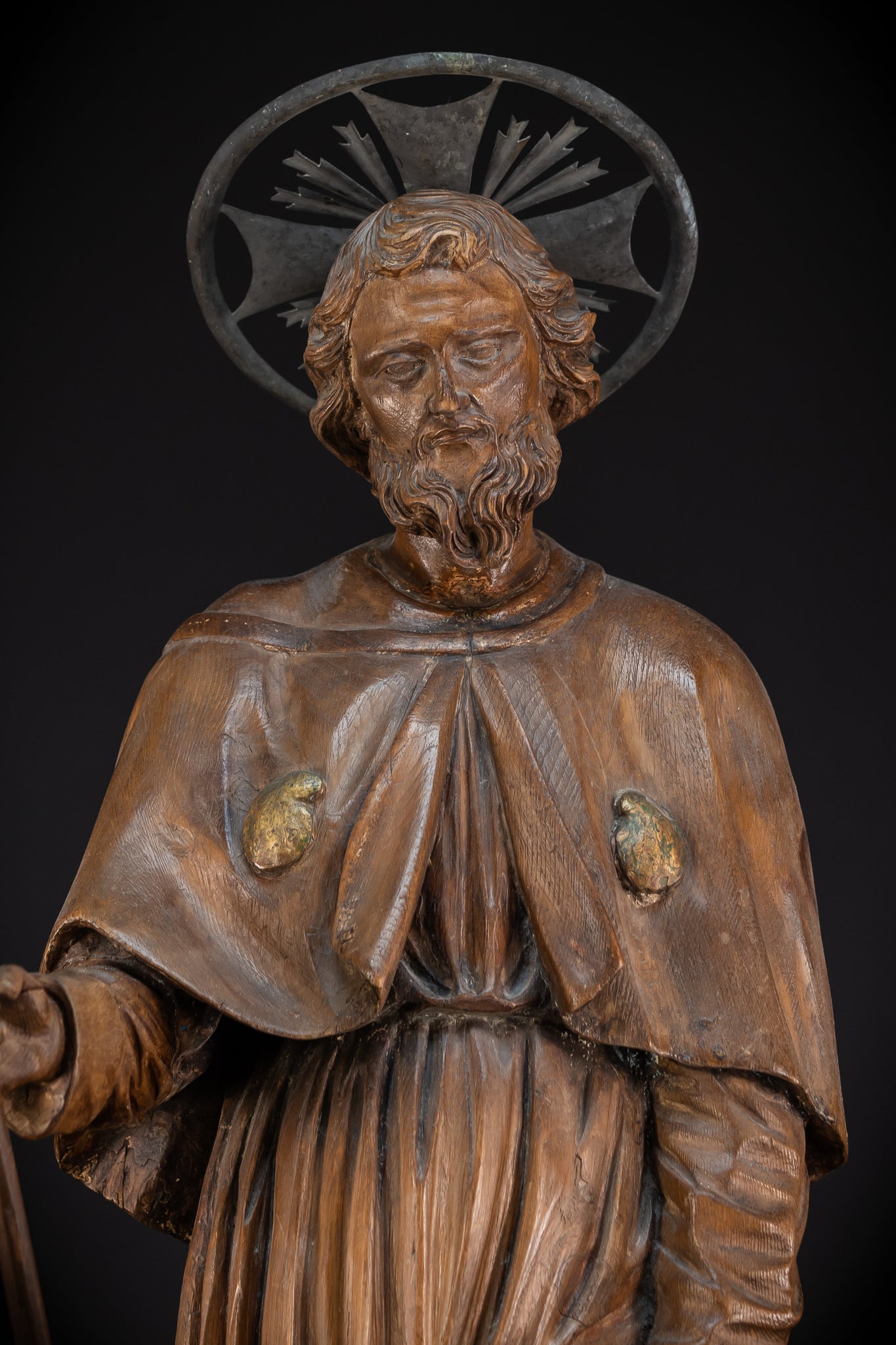 St Rochus Wooden Statue | 1700s Antique | 35.8" / 91 cm