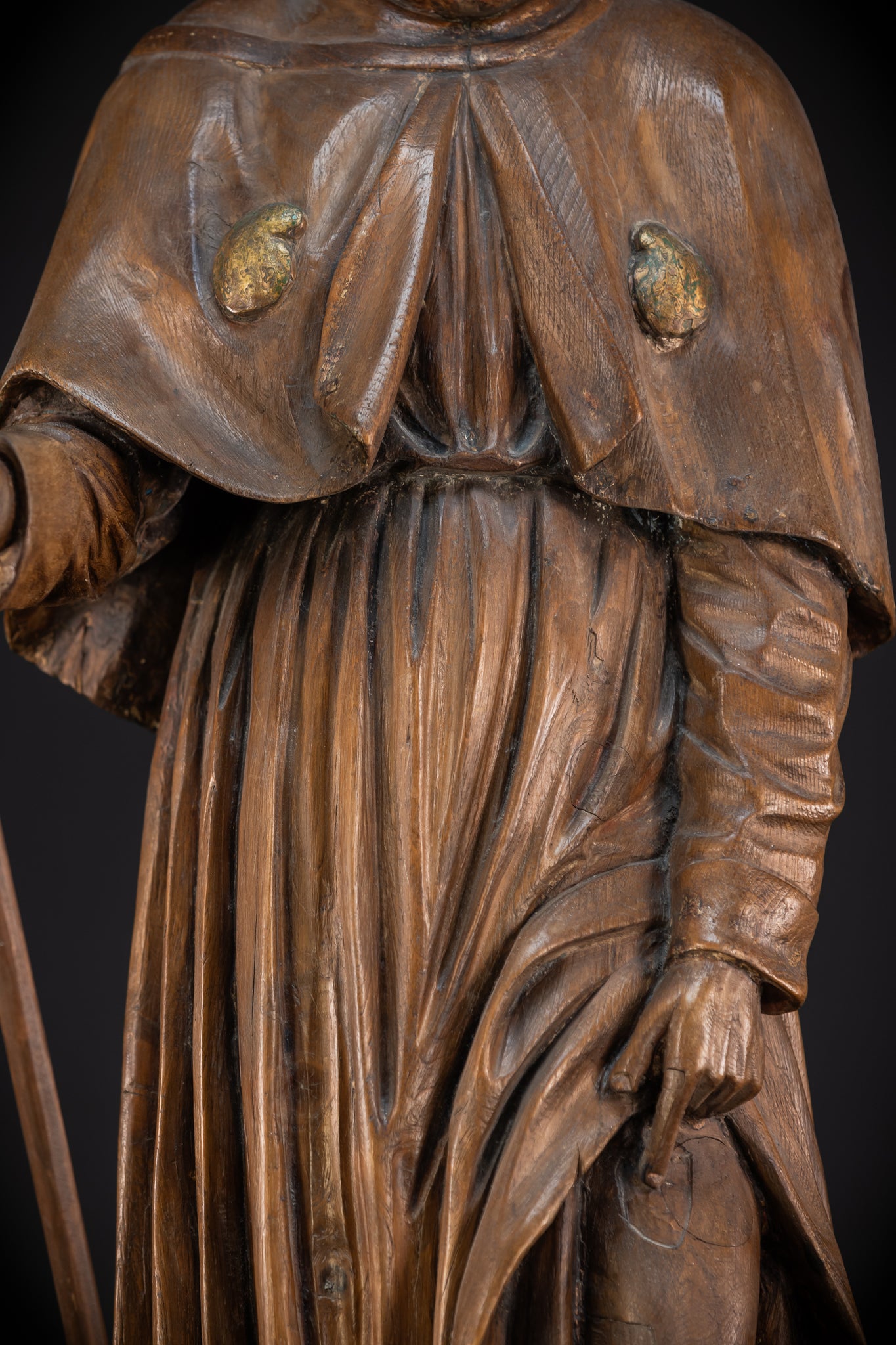 St Rochus Wooden Statue | 1700s Antique | 35.8" / 91 cm