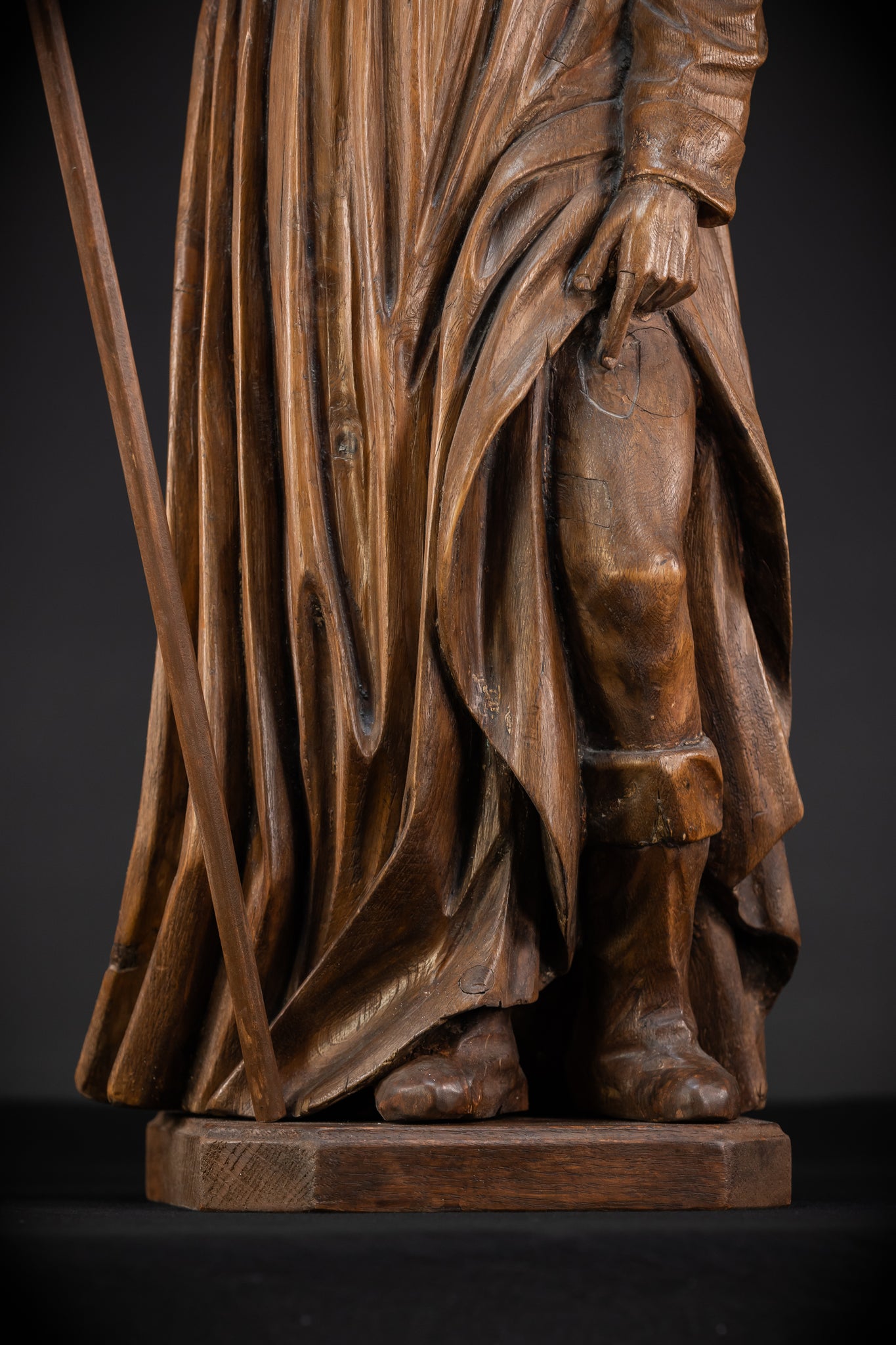 St Rochus Wooden Statue | 1700s Antique | 35.8" / 91 cm