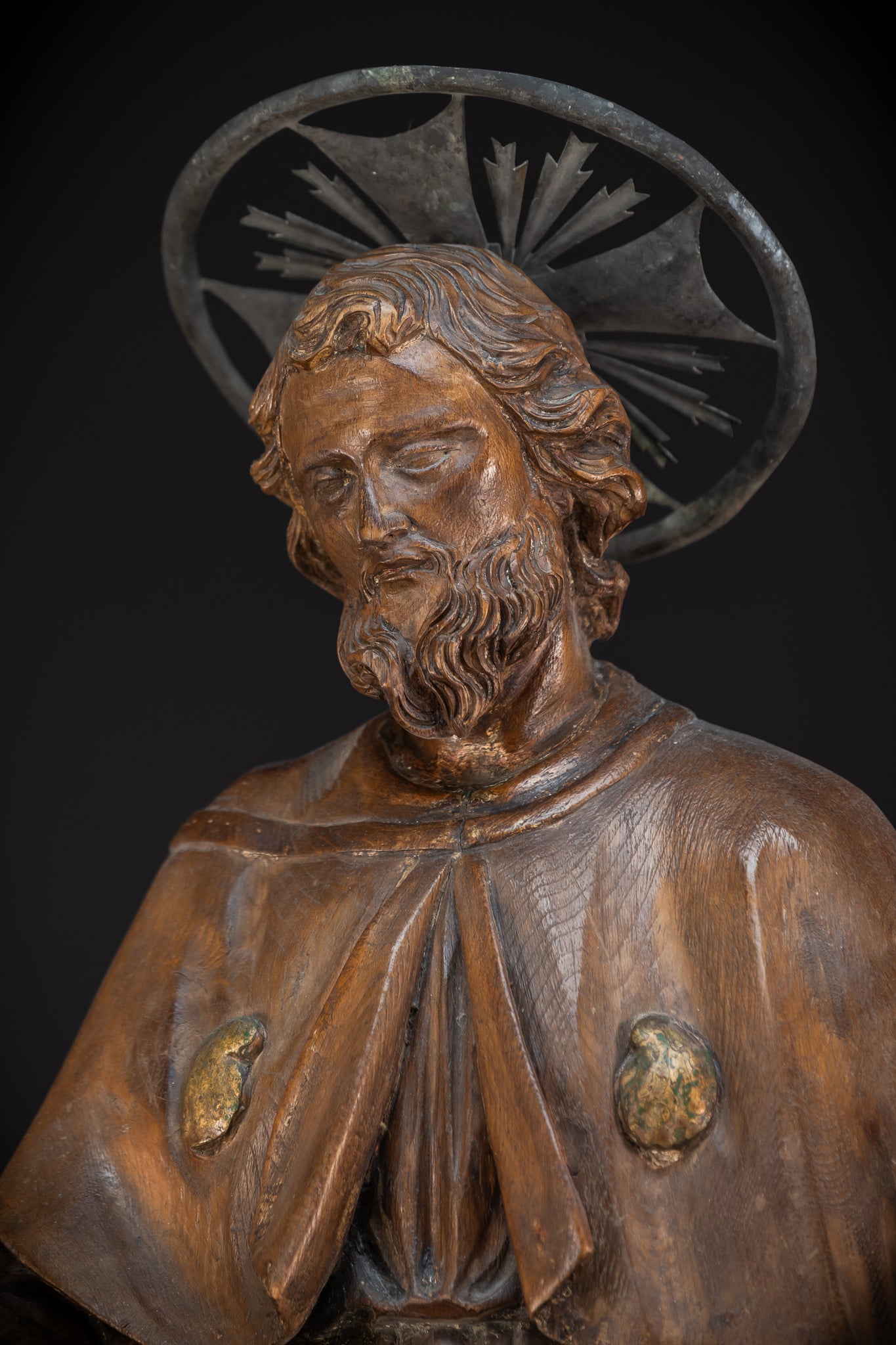 St Rochus Wooden Statue | 1700s Antique | 35.8" / 91 cm