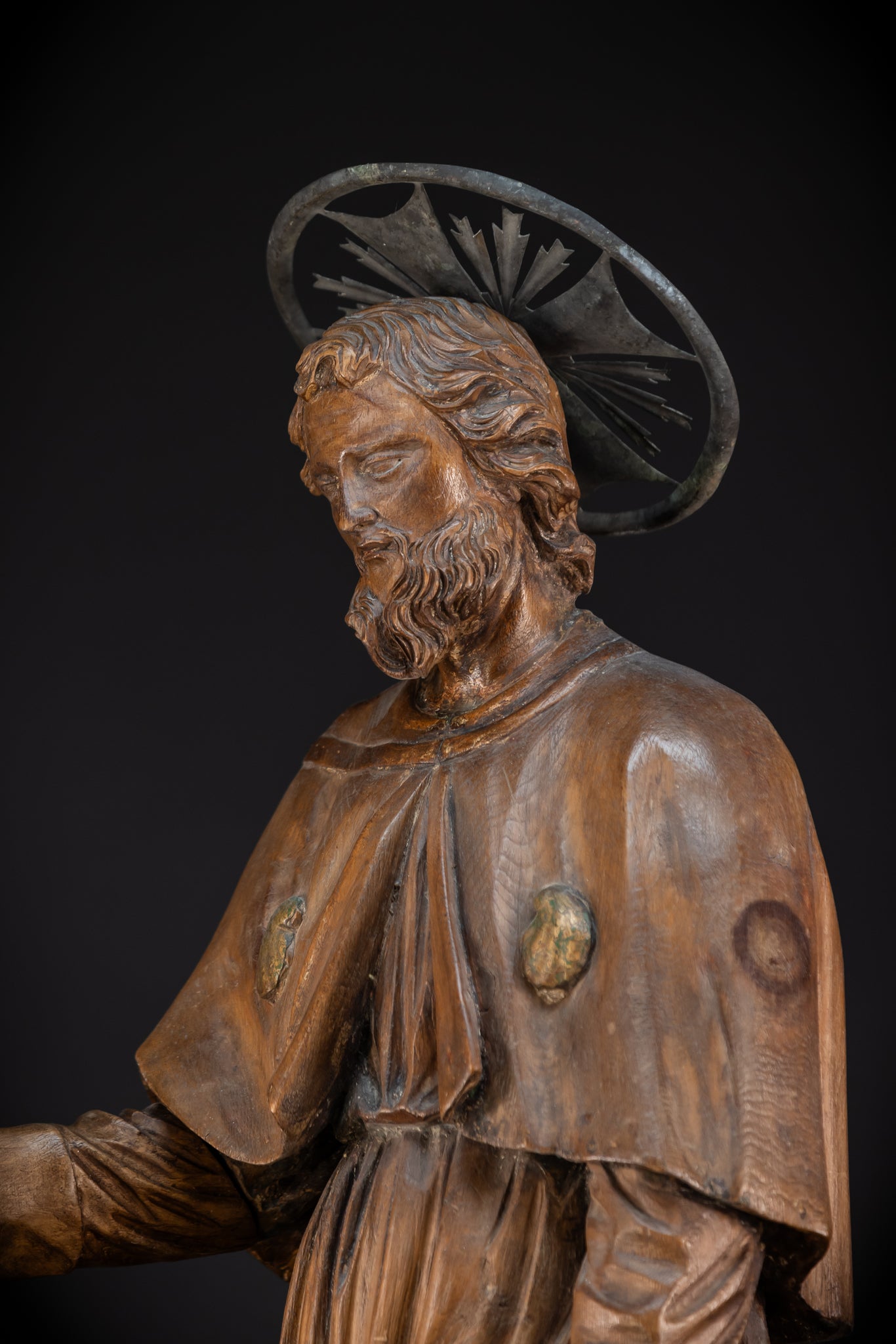 St Rochus Wooden Statue | 1700s Antique | 35.8" / 91 cm