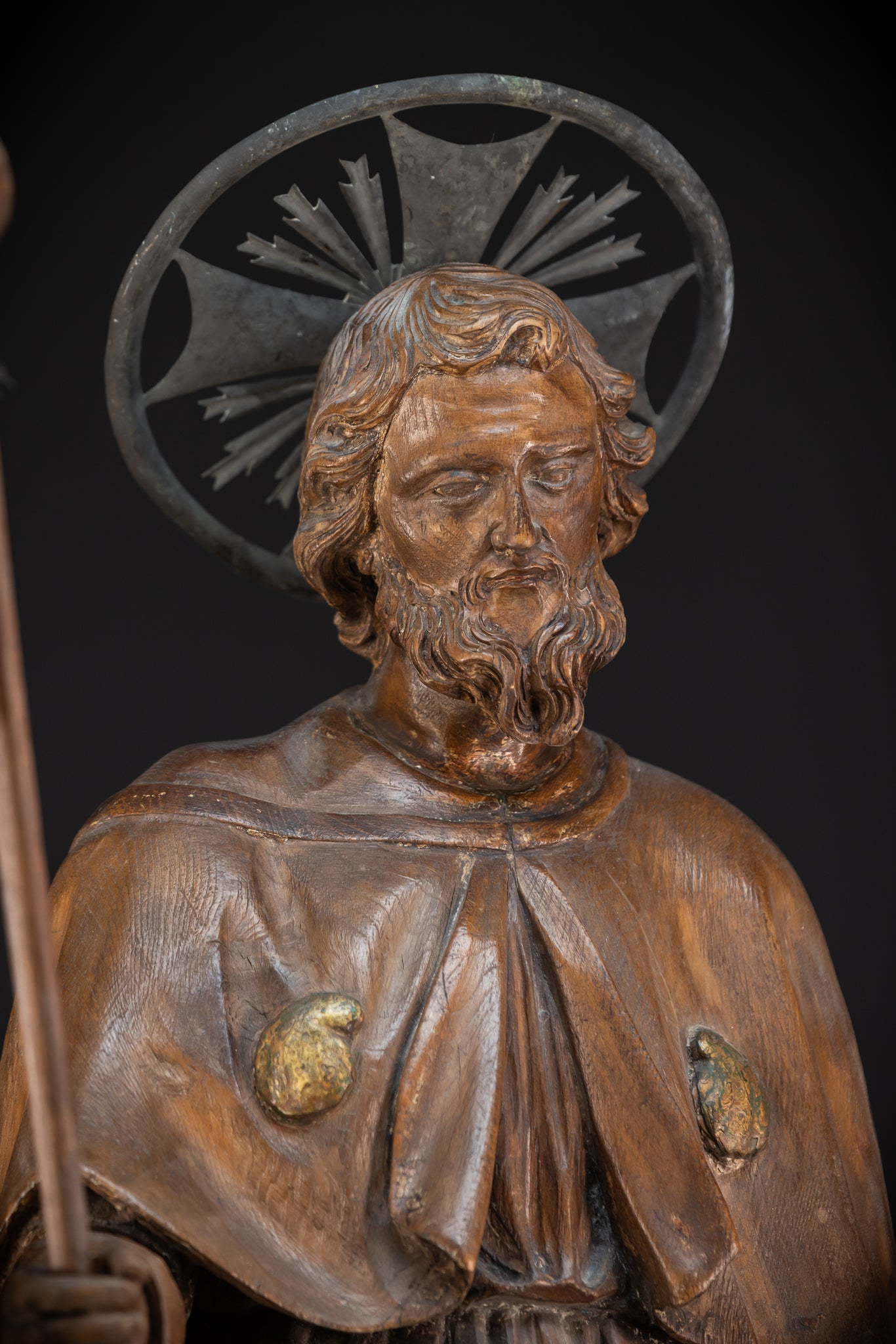 St Rochus Wooden Statue | 1700s Antique | 35.8" / 91 cm