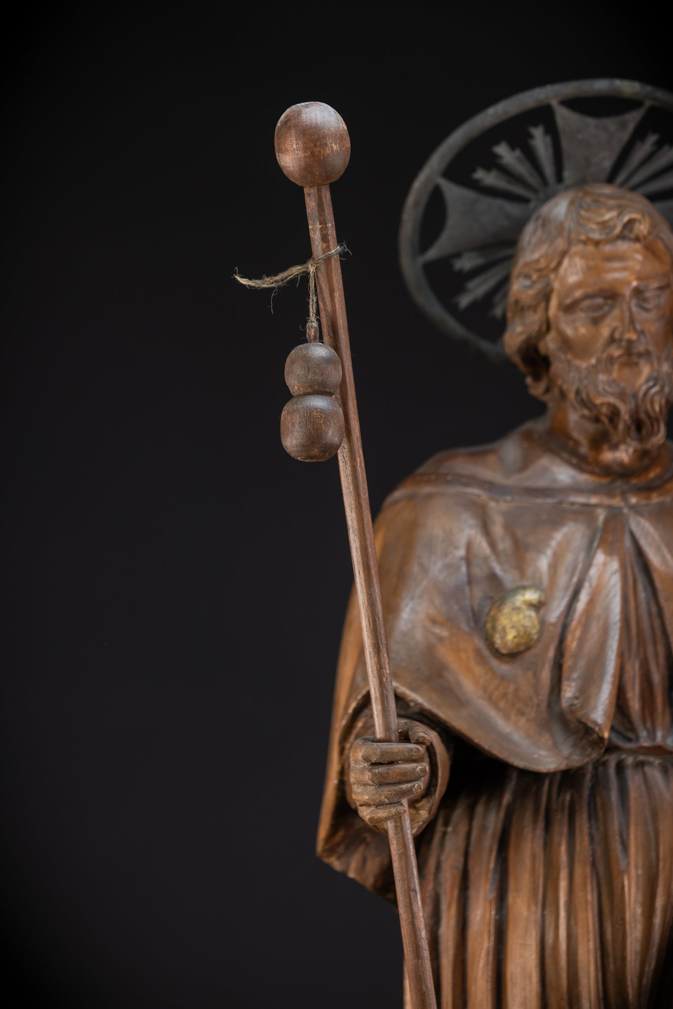 St Rochus Wooden Statue | 1700s Antique | 35.8" / 91 cm