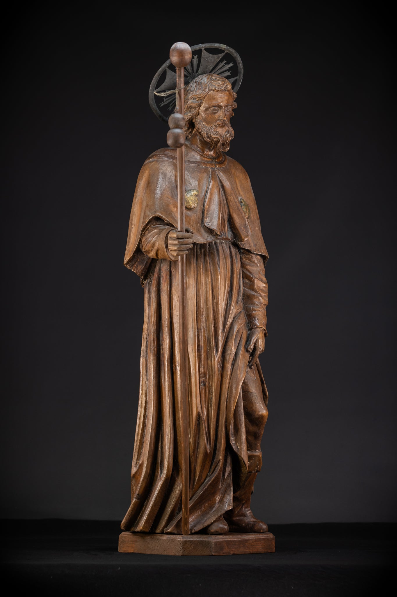 St Rochus Wooden Statue | 1700s Antique | 35.8" / 91 cm