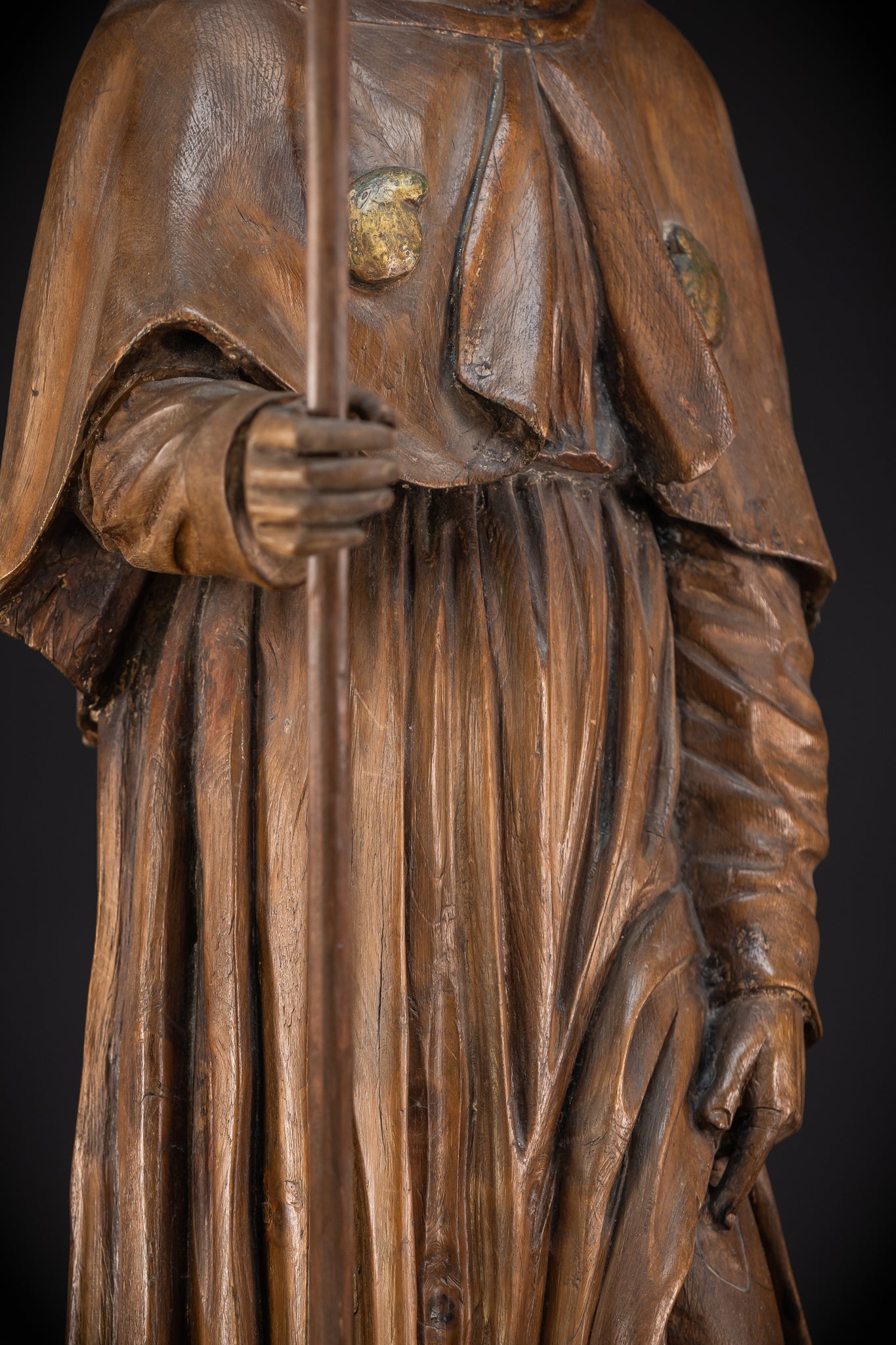 St Rochus Wooden Statue | 1700s Antique | 35.8" / 91 cm