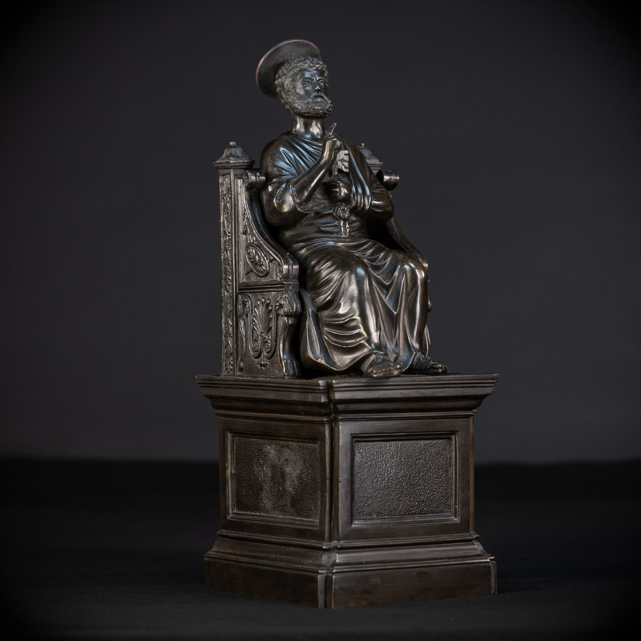 St Peter Bronze Statue | 1800s Antique