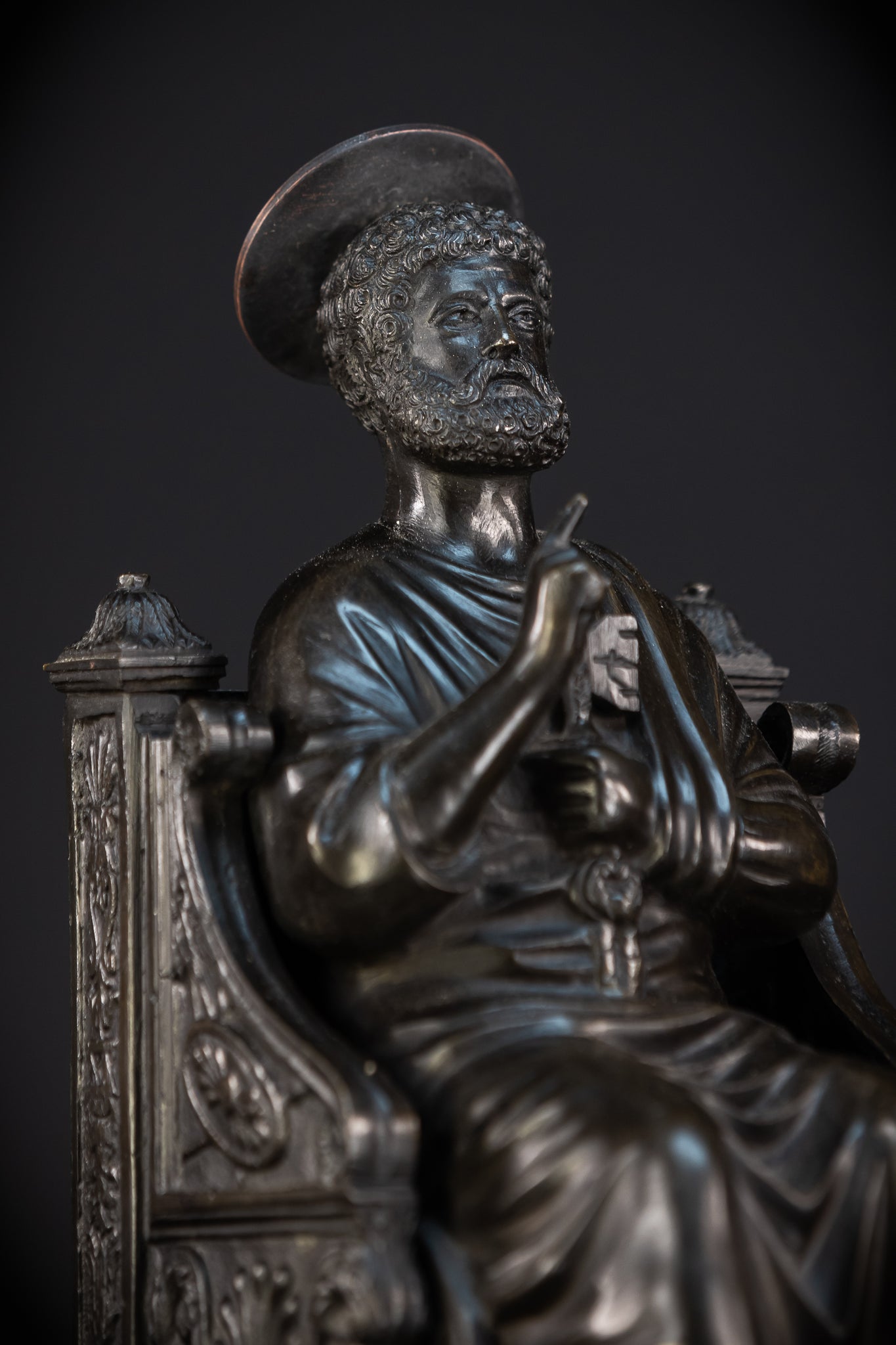 St Peter Bronze Statue | 1800s Antique