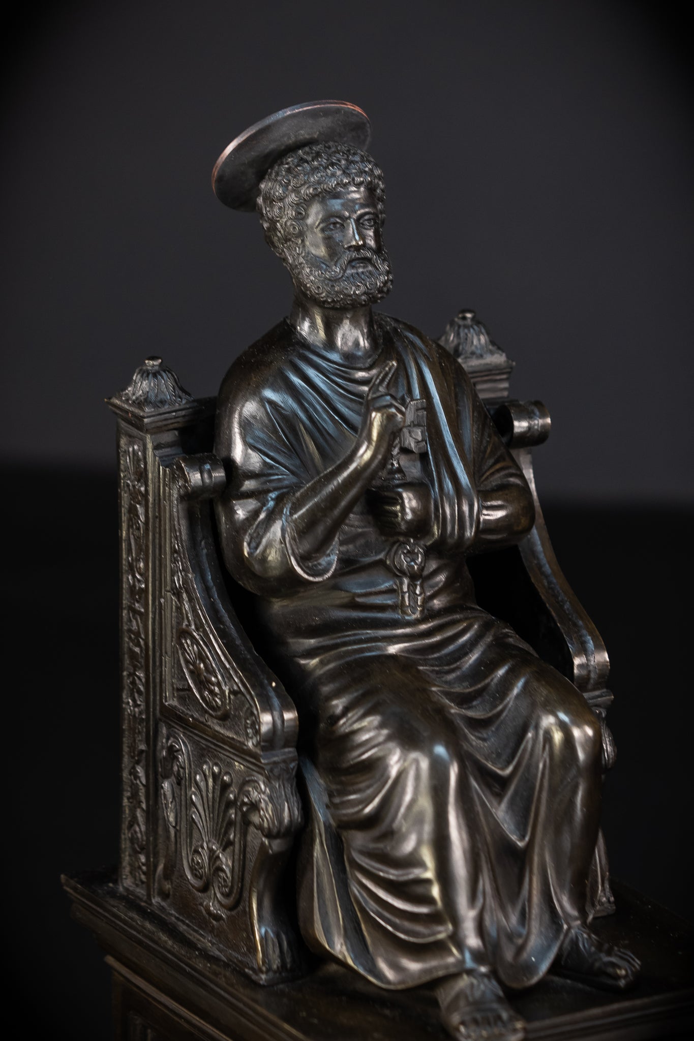 St Peter Bronze Statue | 1800s Antique