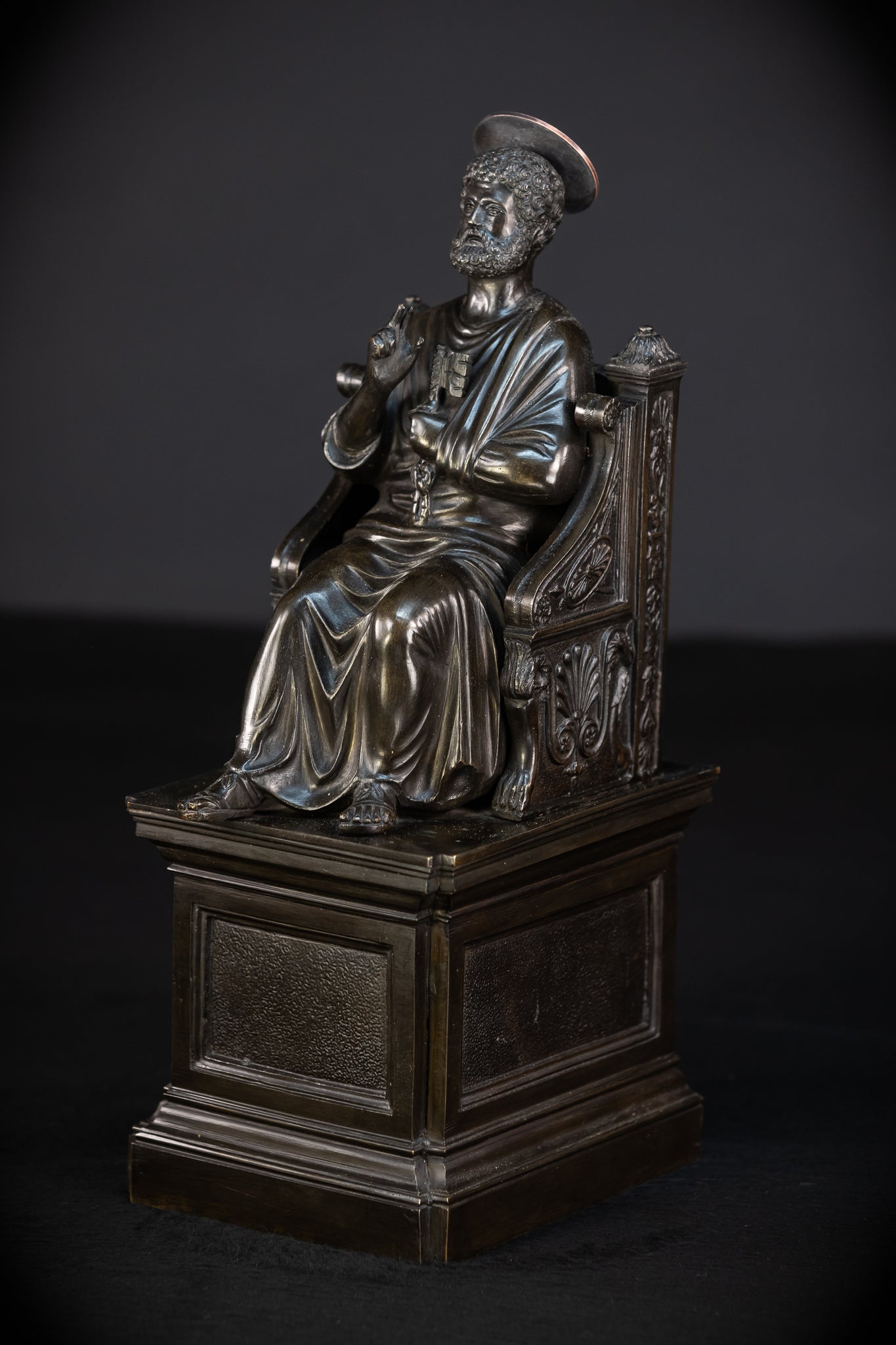 St Peter Bronze Statue | 1800s Antique