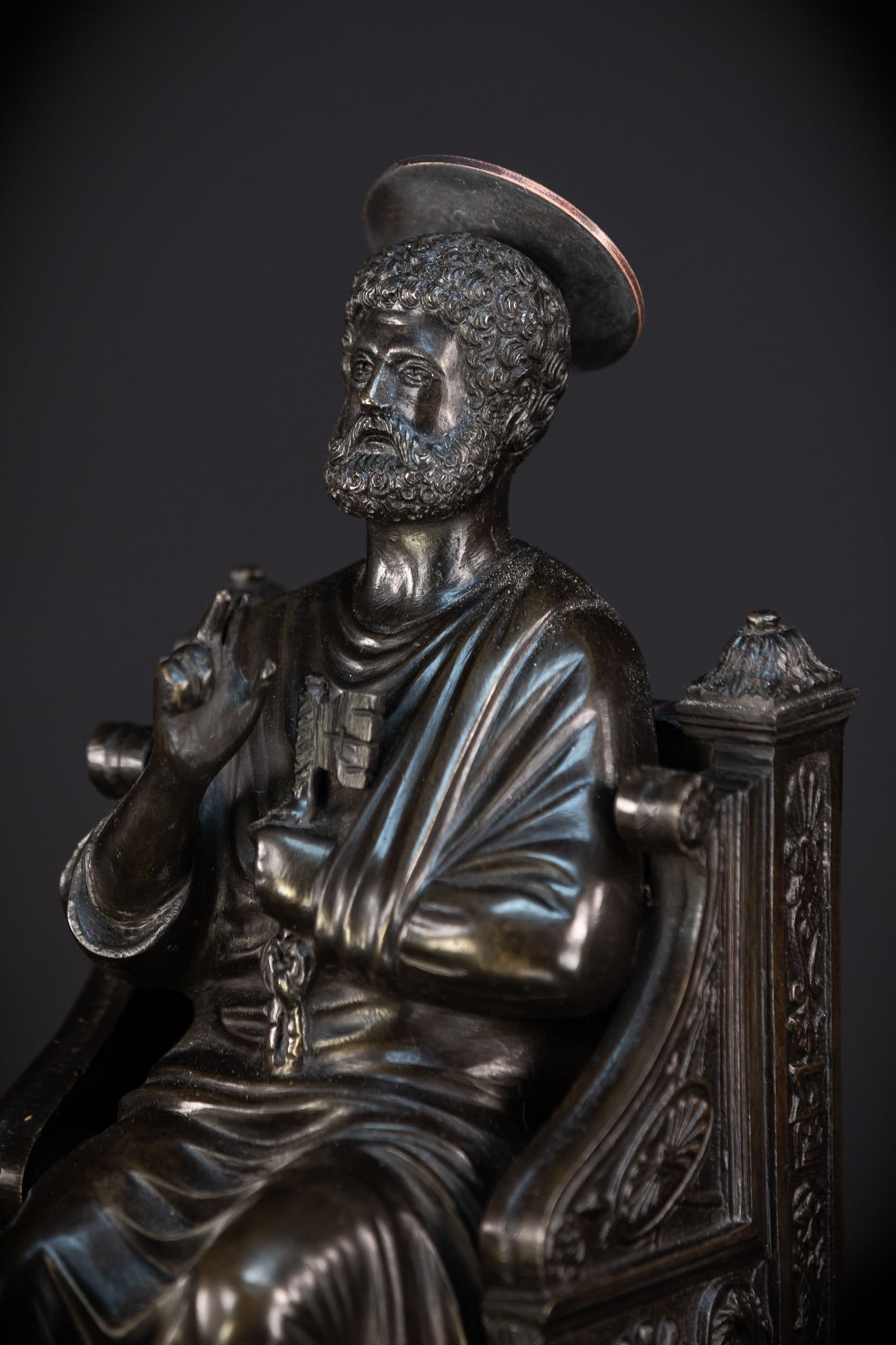 St Peter Bronze Statue | 1800s Antique