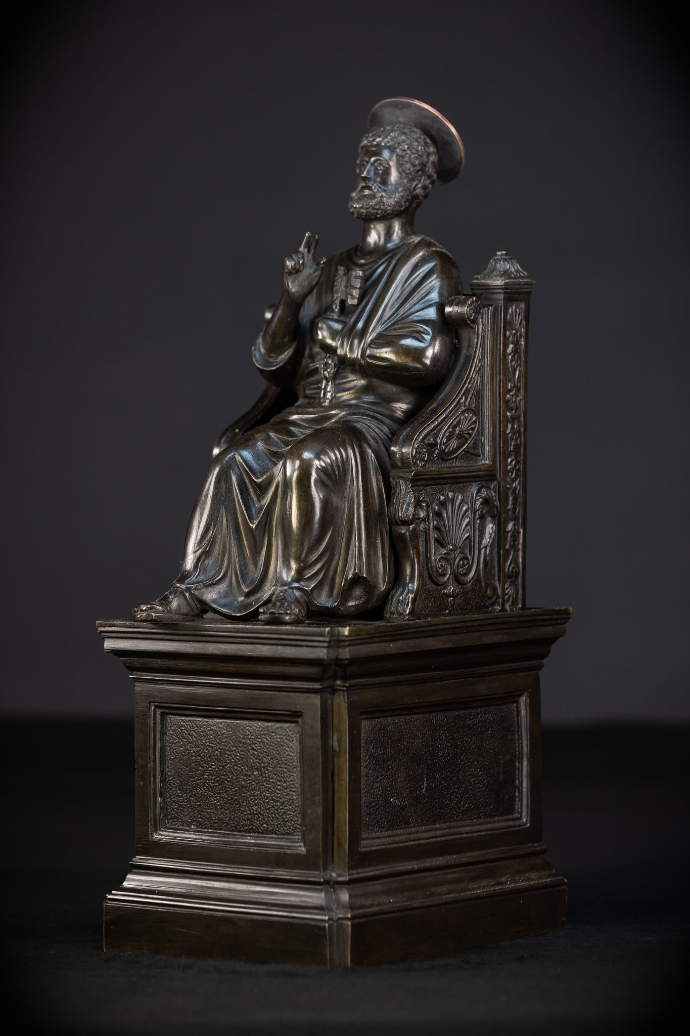 St Peter Bronze Statue | 1800s Antique