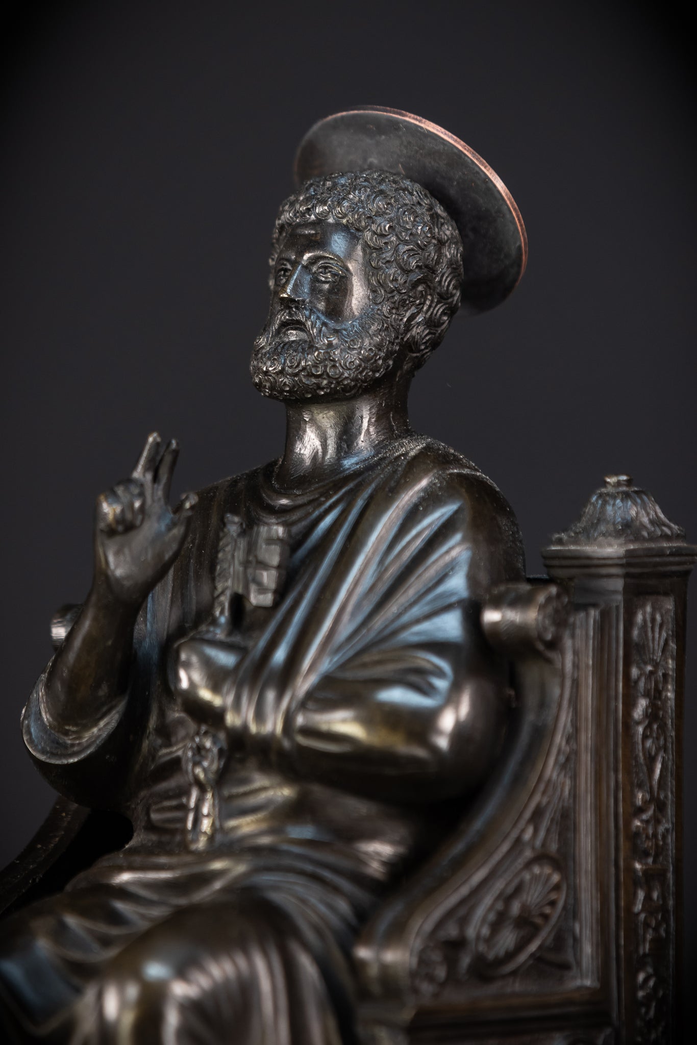 St Peter Bronze Statue | 1800s Antique