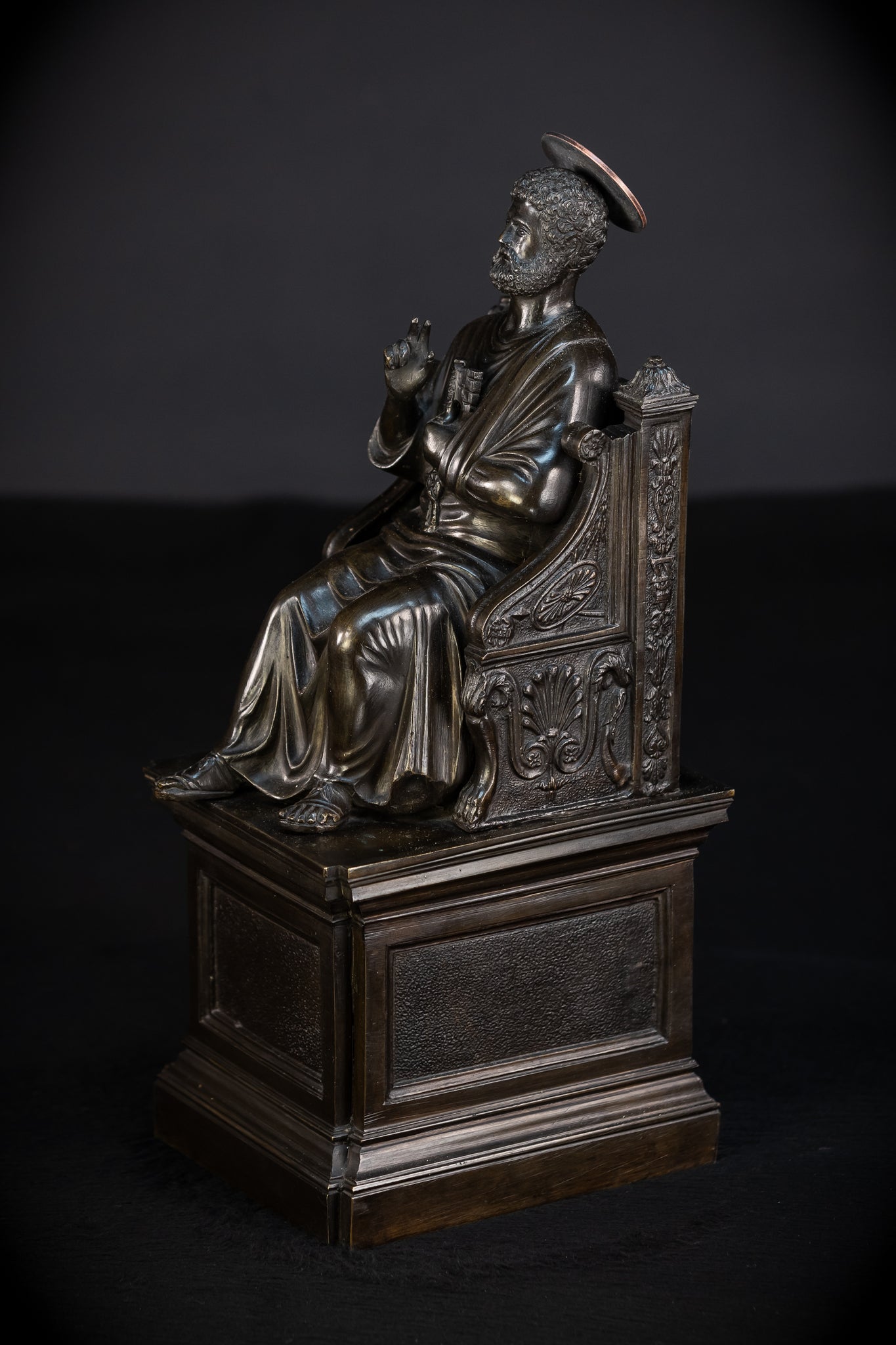 St Peter Bronze Statue | 1800s Antique