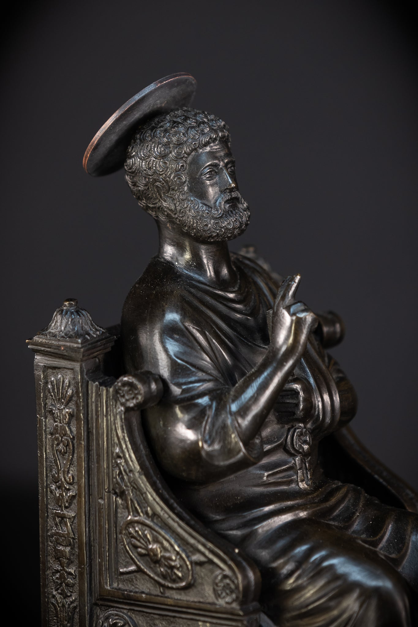 St Peter Bronze Statue | 1800s Antique