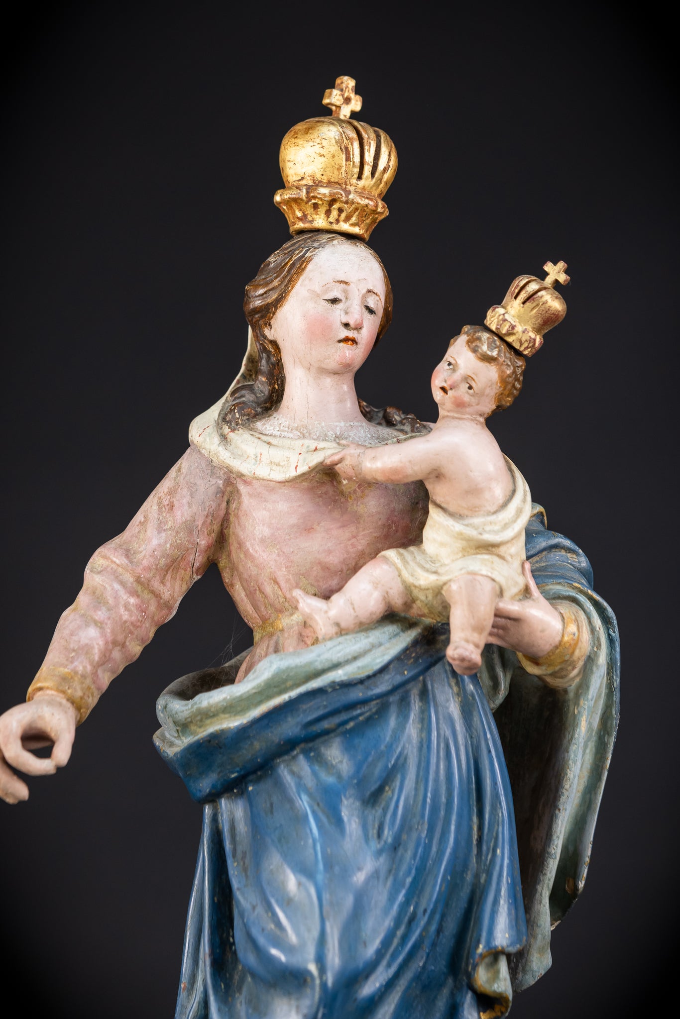 Virgin Mary Child Jesus | Baroque 1700s | 19.7”