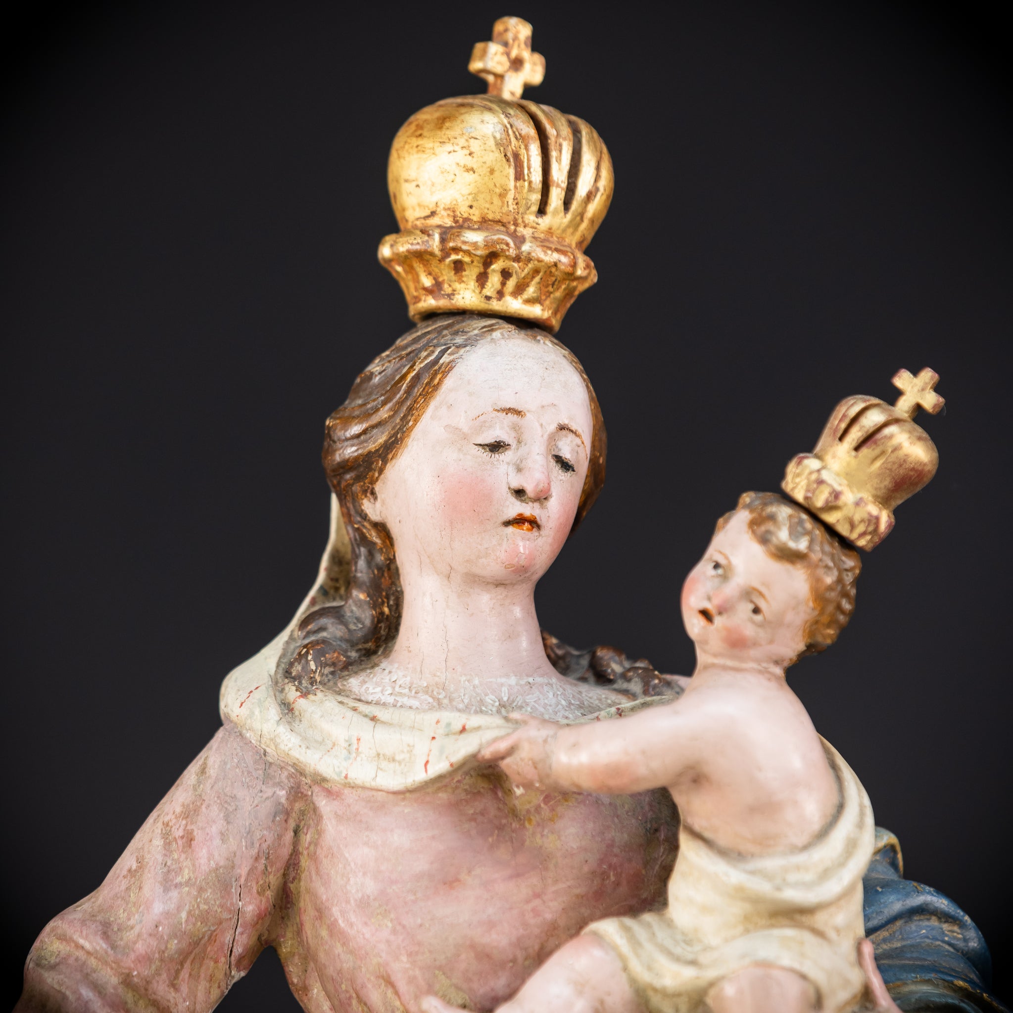 Virgin Mary Child Jesus | Baroque 1700s | 19.7”