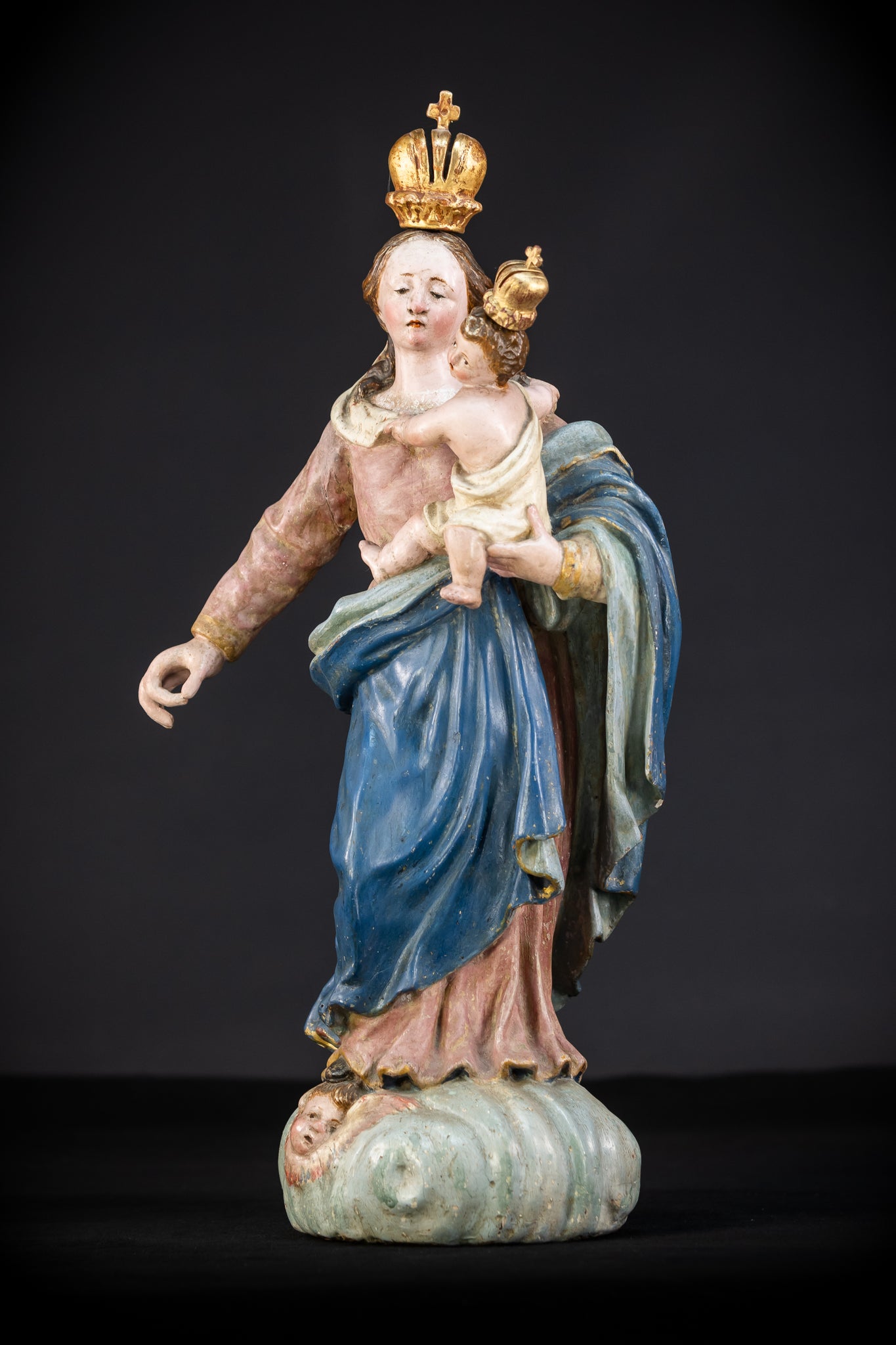 Virgin Mary Child Jesus | Baroque 1700s | 19.7”