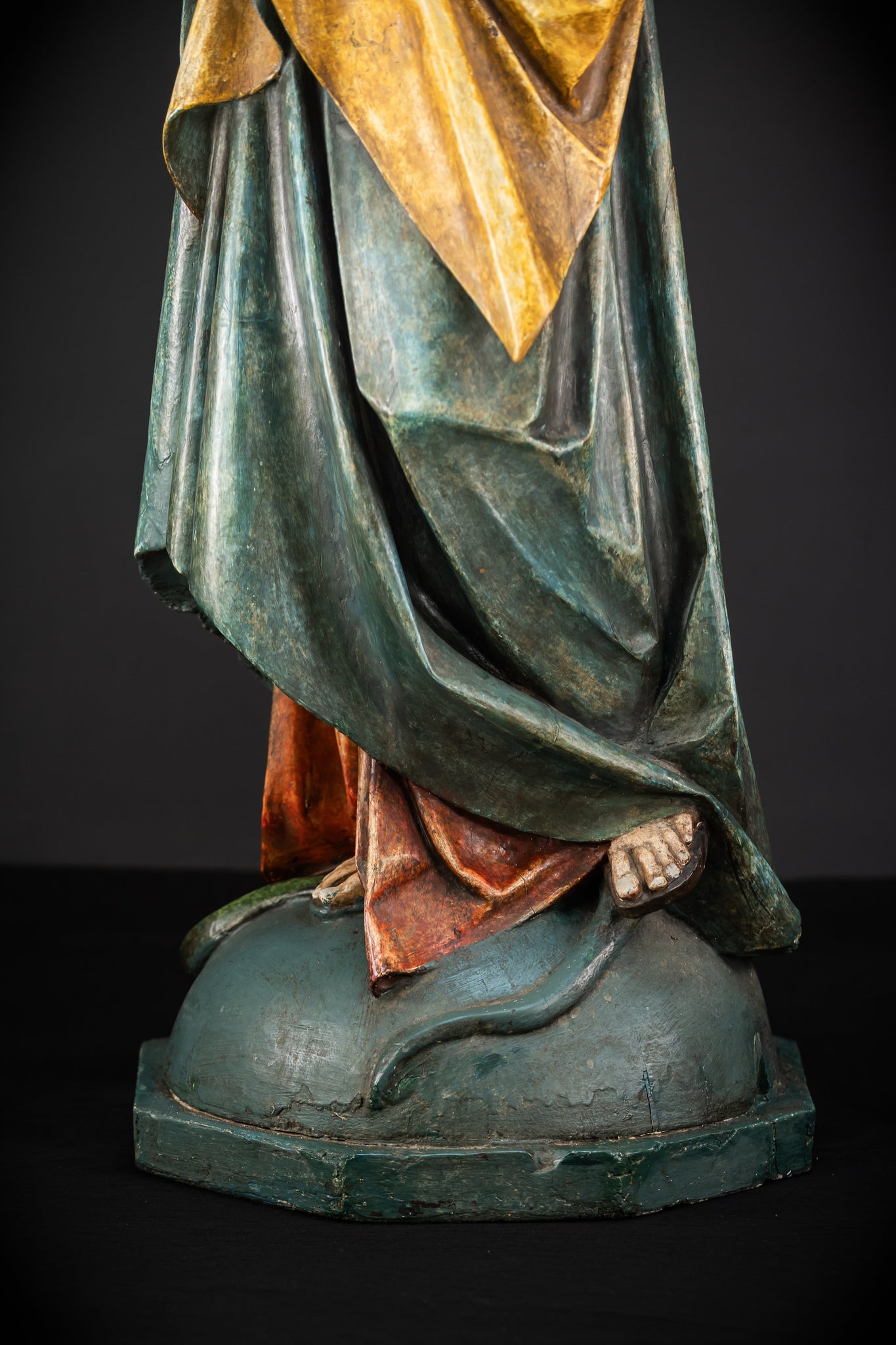 Virgin Mary Wooden Statue | 1800s Antique | 42.9” / 109 cm