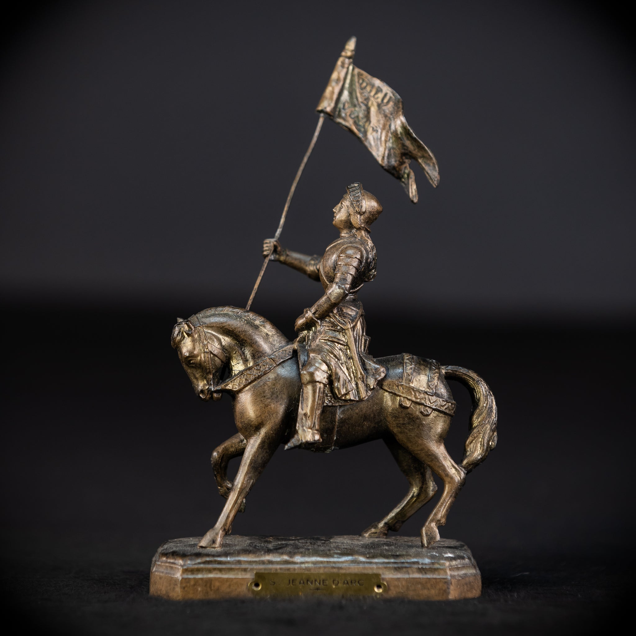 St Joan of Arc Bronzed Metal Statue | Antique