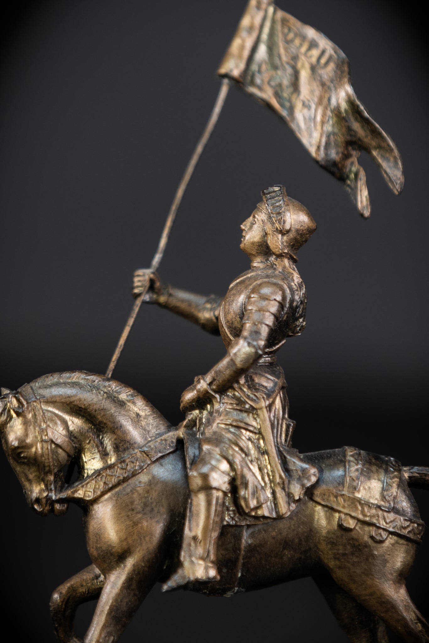 St Joan of Arc Bronzed Metal Statue | Antique