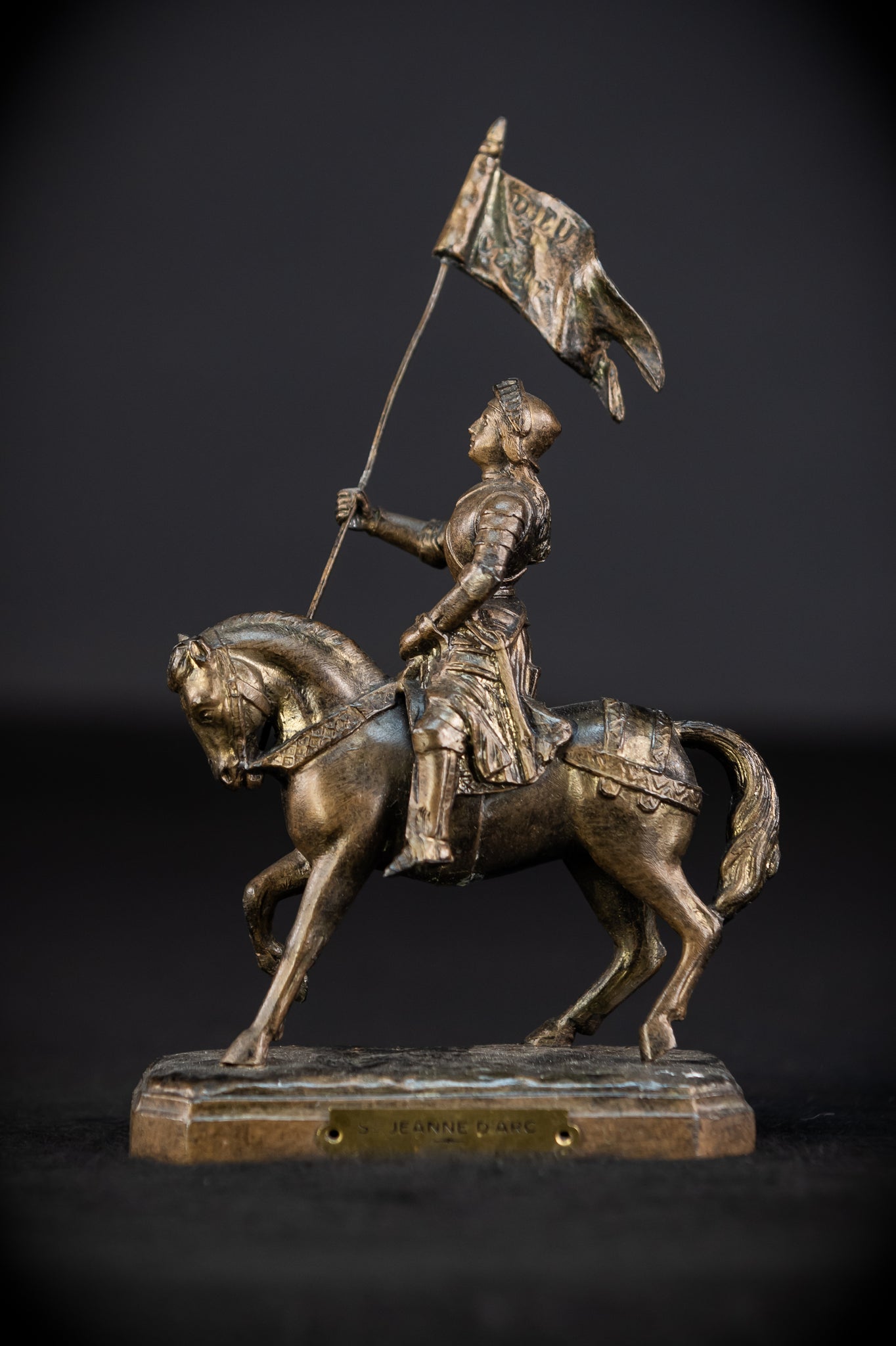 St Joan of Arc Bronzed Metal Statue | Antique