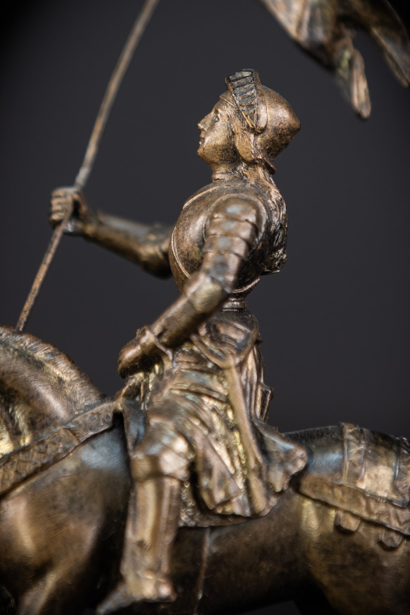 St Joan of Arc Bronzed Metal Statue | Antique