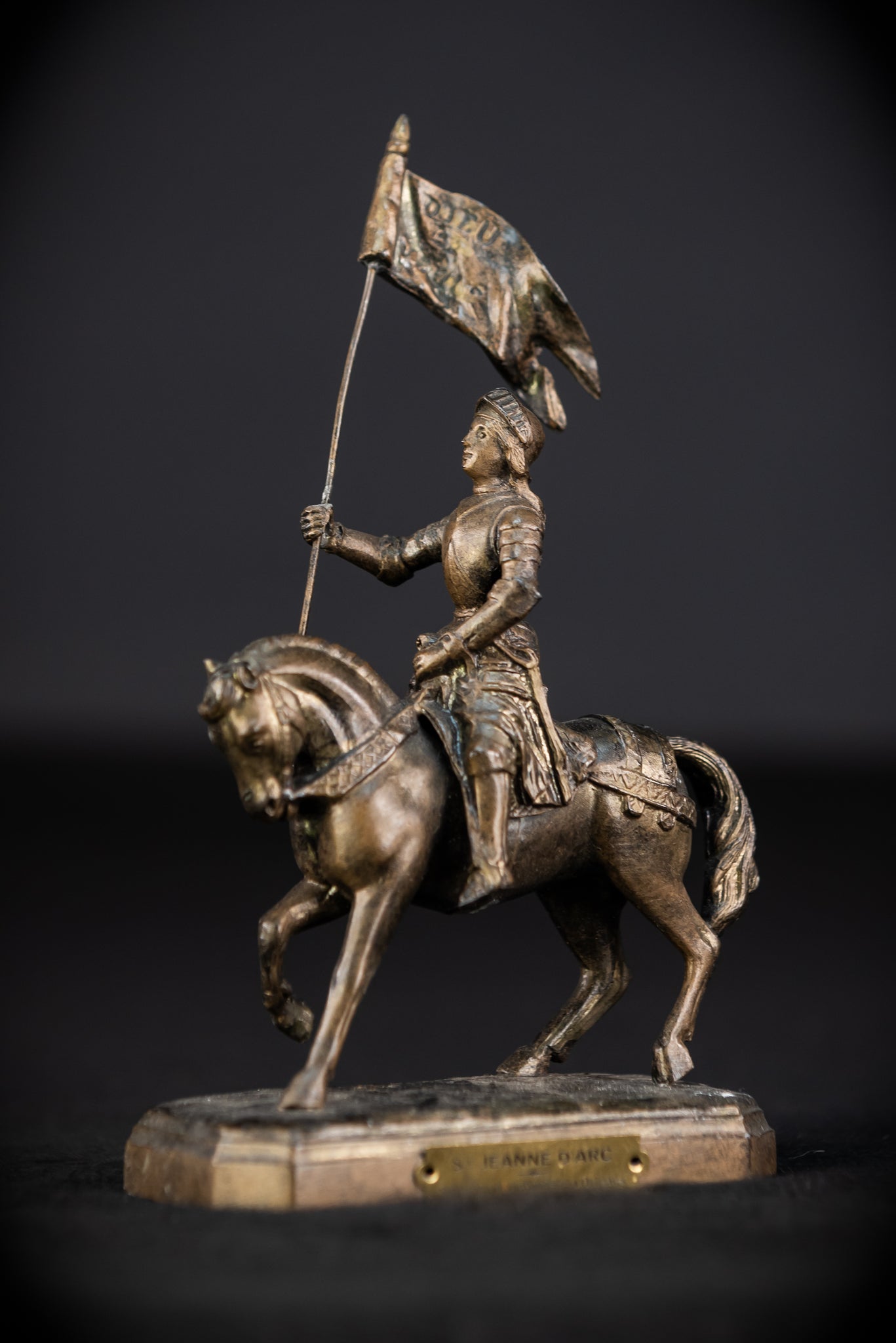 St Joan of Arc Bronzed Metal Statue | Antique