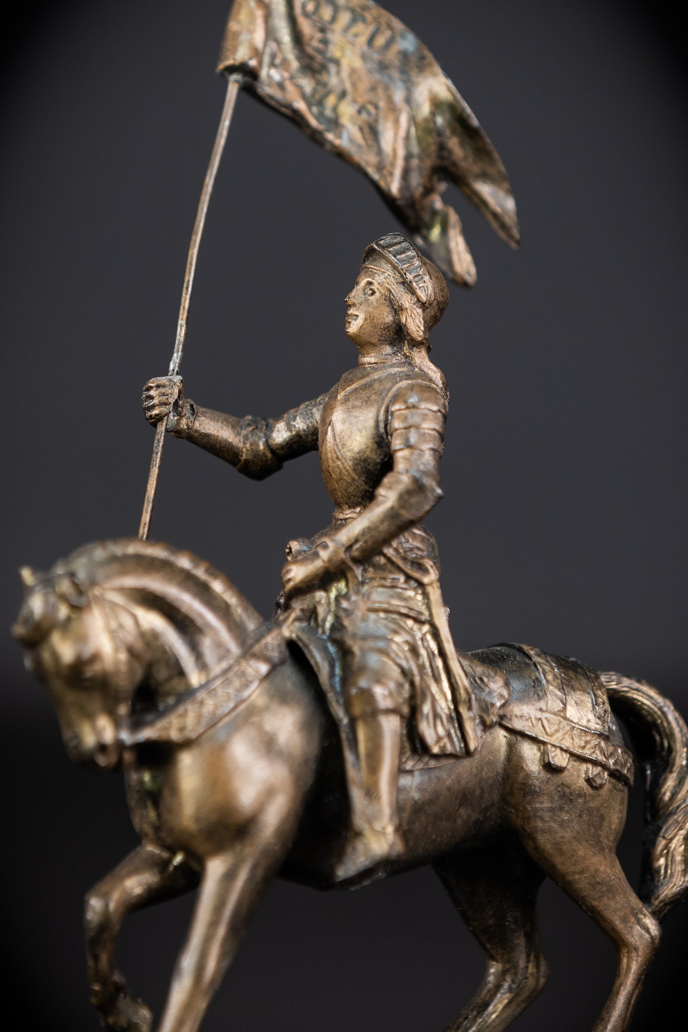 St Joan of Arc Bronzed Metal Statue | Antique