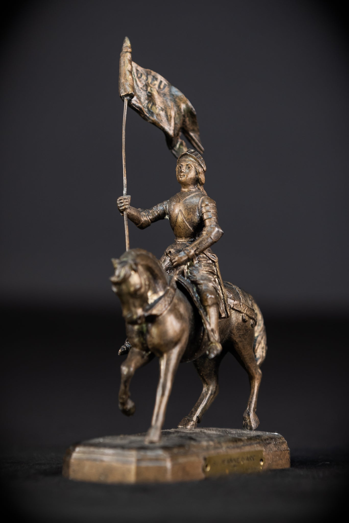 St Joan of Arc Bronzed Metal Statue | Antique