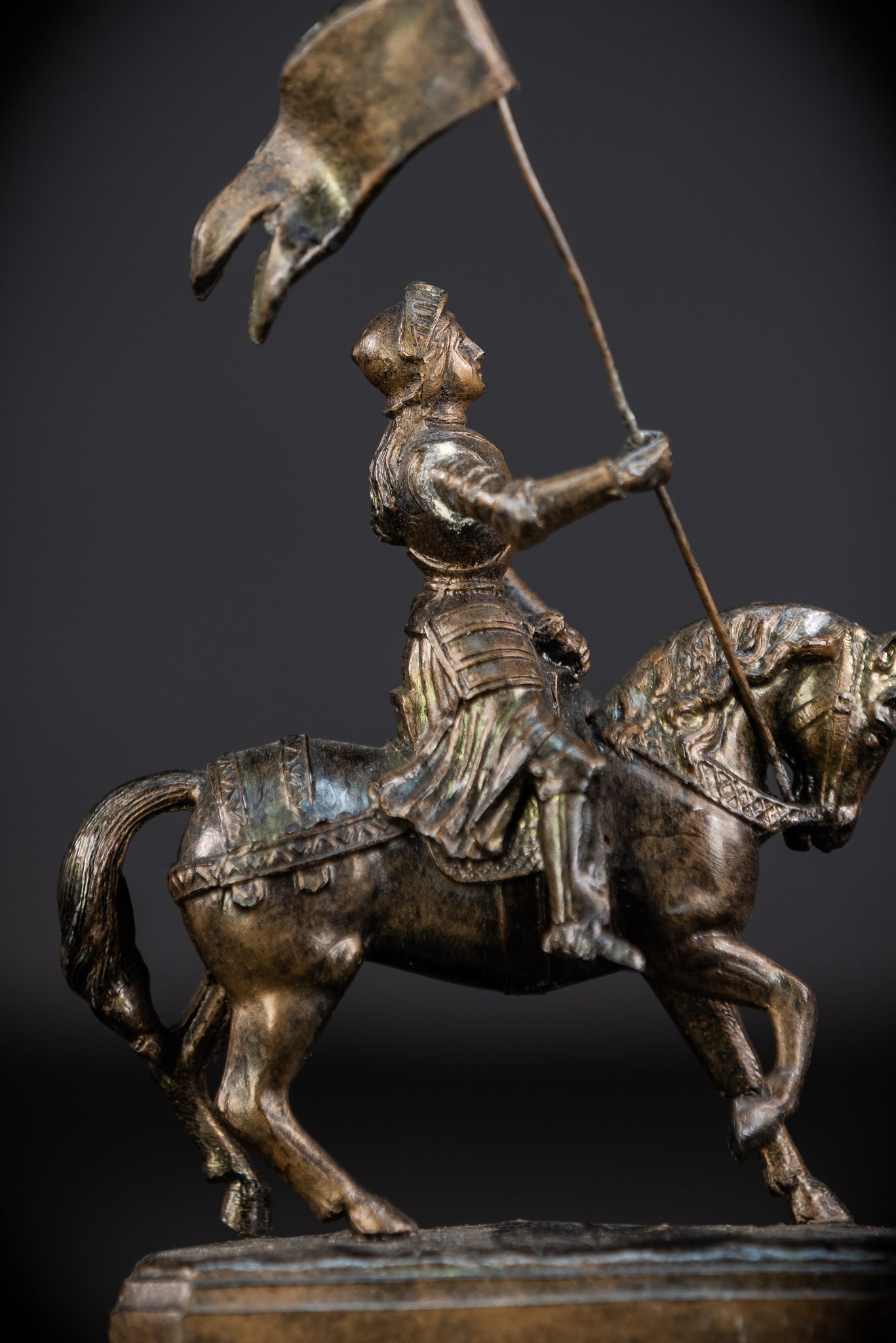 St Joan of Arc Bronzed Metal Statue | Antique