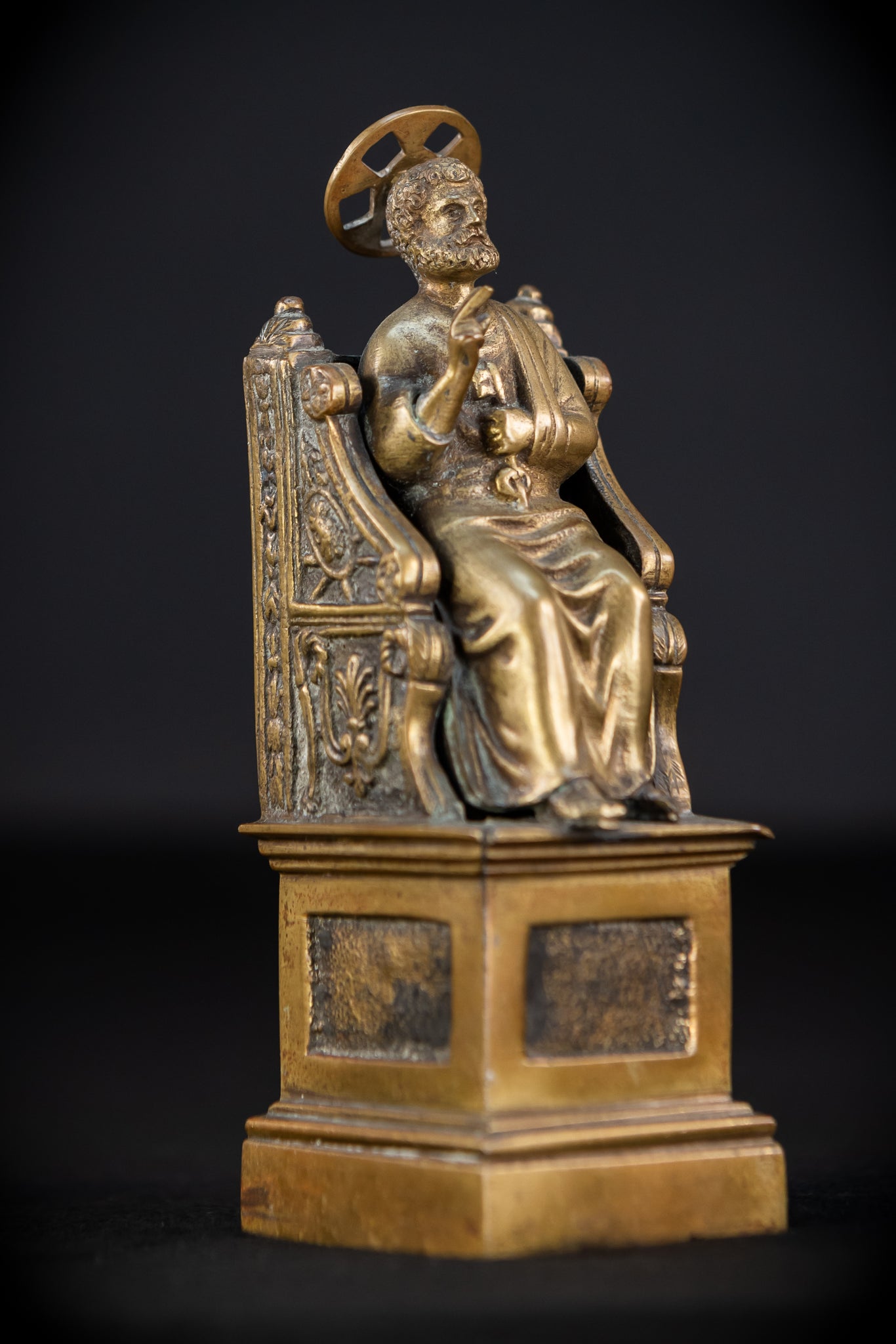 St Peter Bronze Statue | 1800s Antique | 7.1" / 18 cm