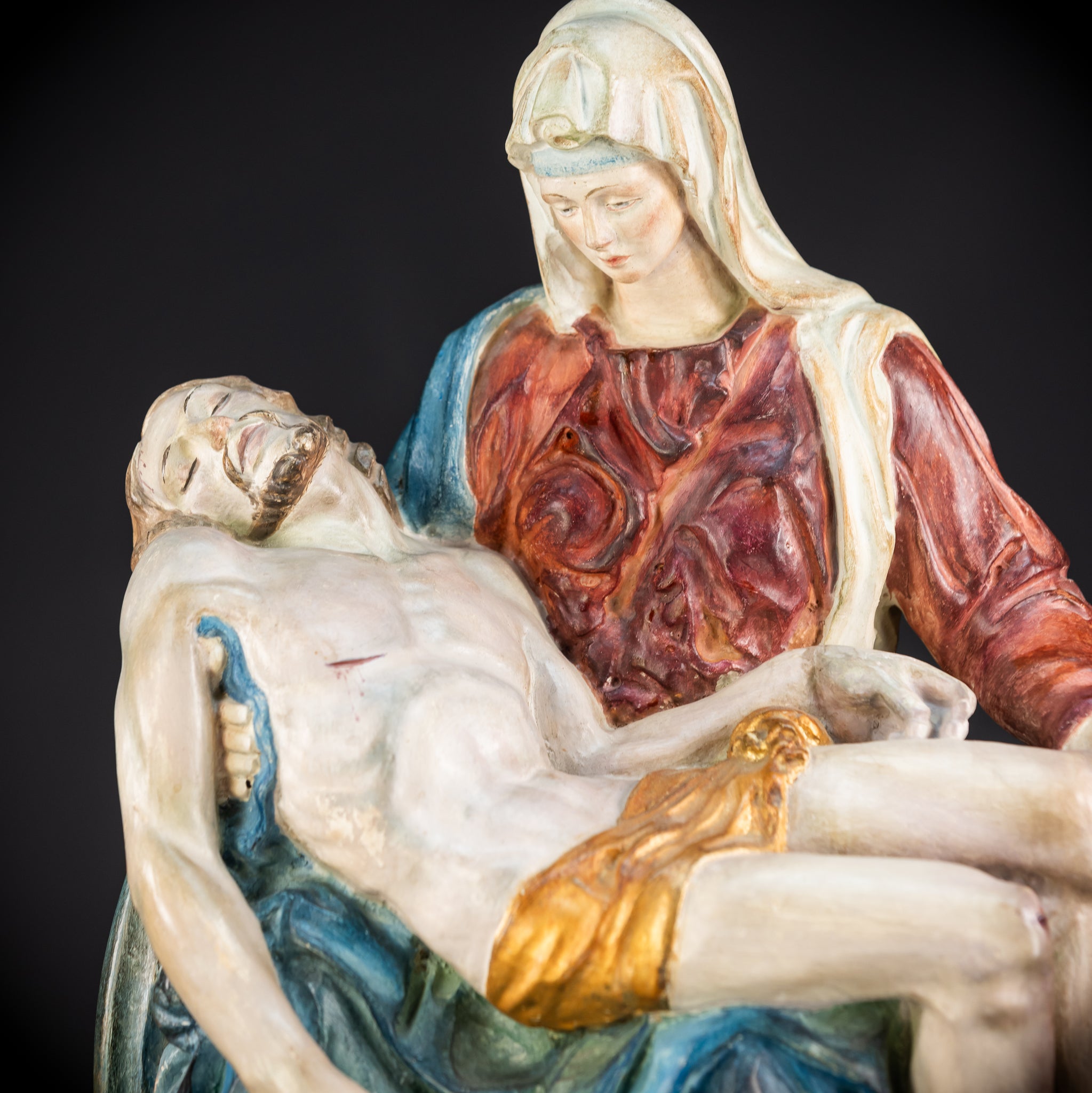 Pieta Wood Carving Sculpture | Vintage Mid 1900s