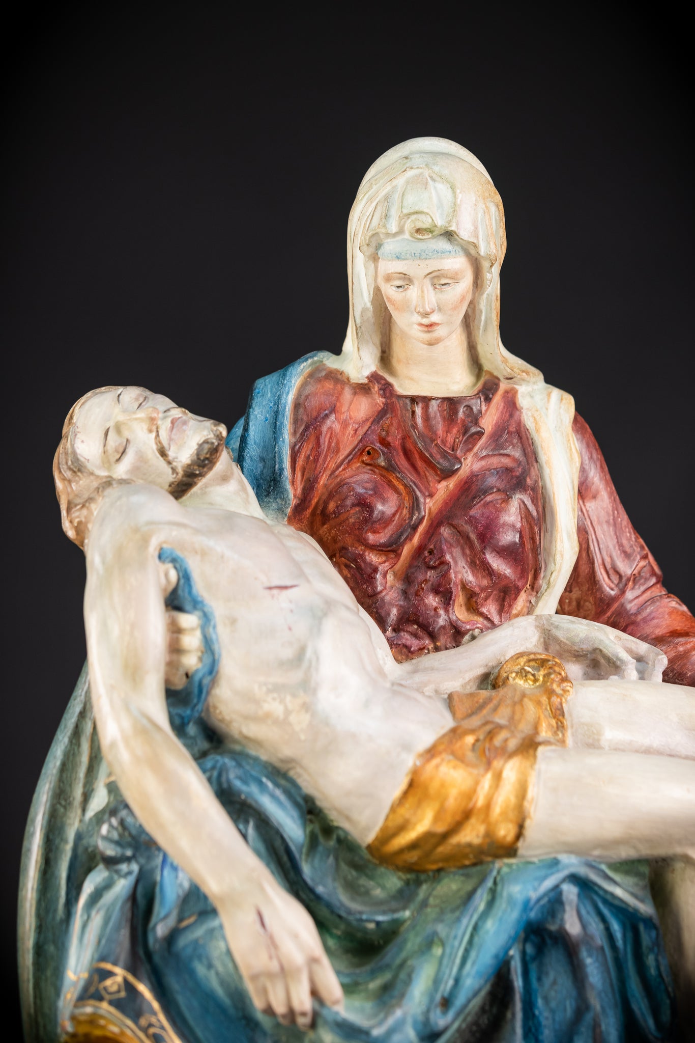 Pieta Wood Carving Sculpture | Vintage Mid 1900s