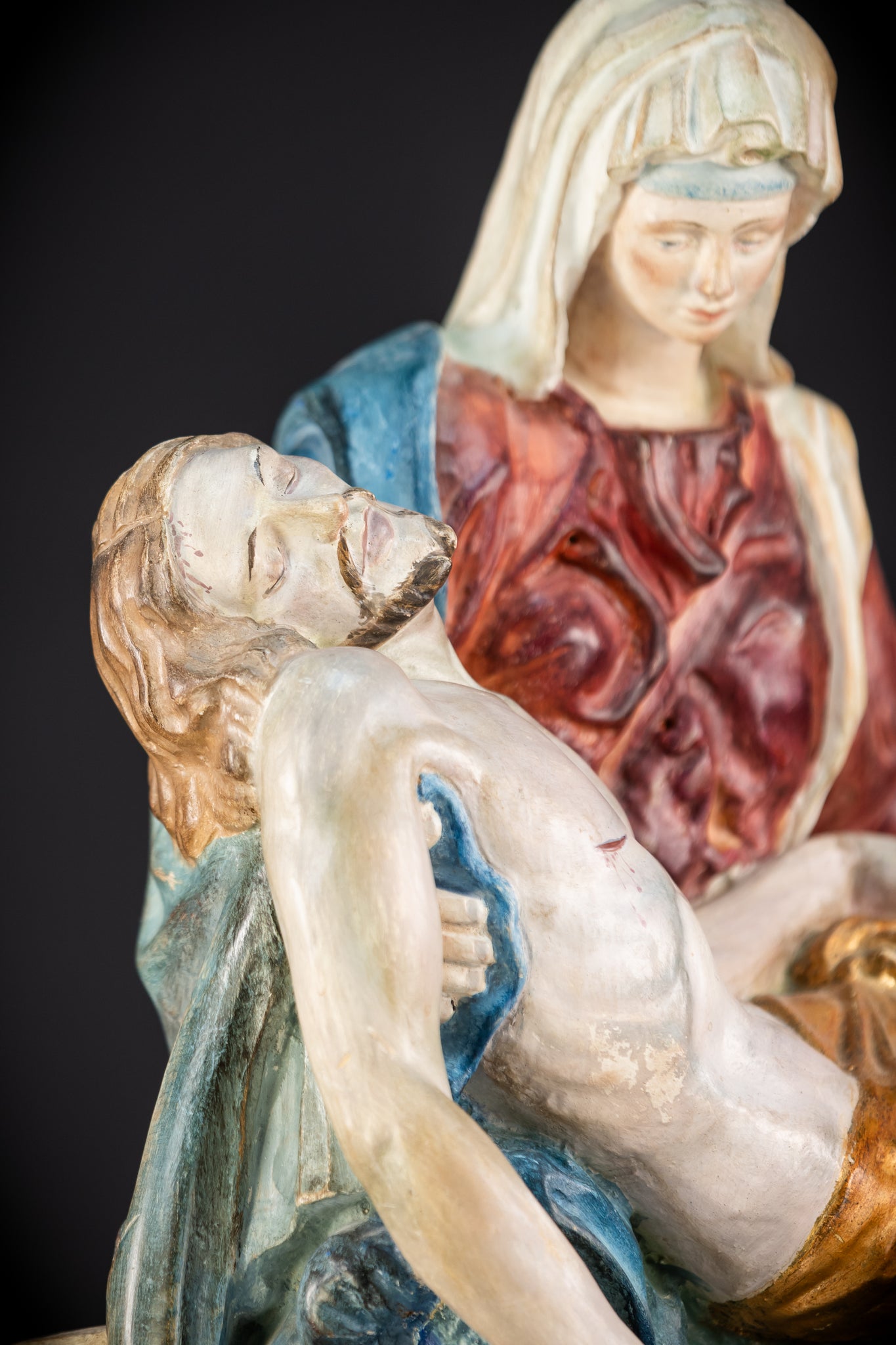 Pieta Wood Carving Sculpture | Vintage Mid 1900s