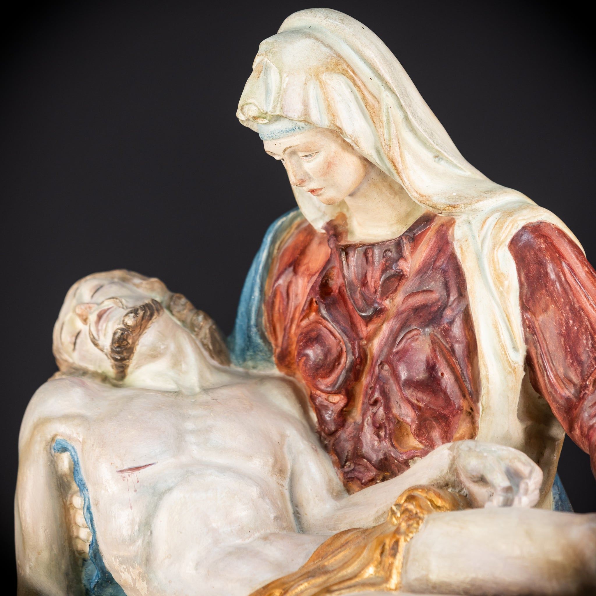 Pieta Wood Carving Sculpture | Vintage Mid 1900s