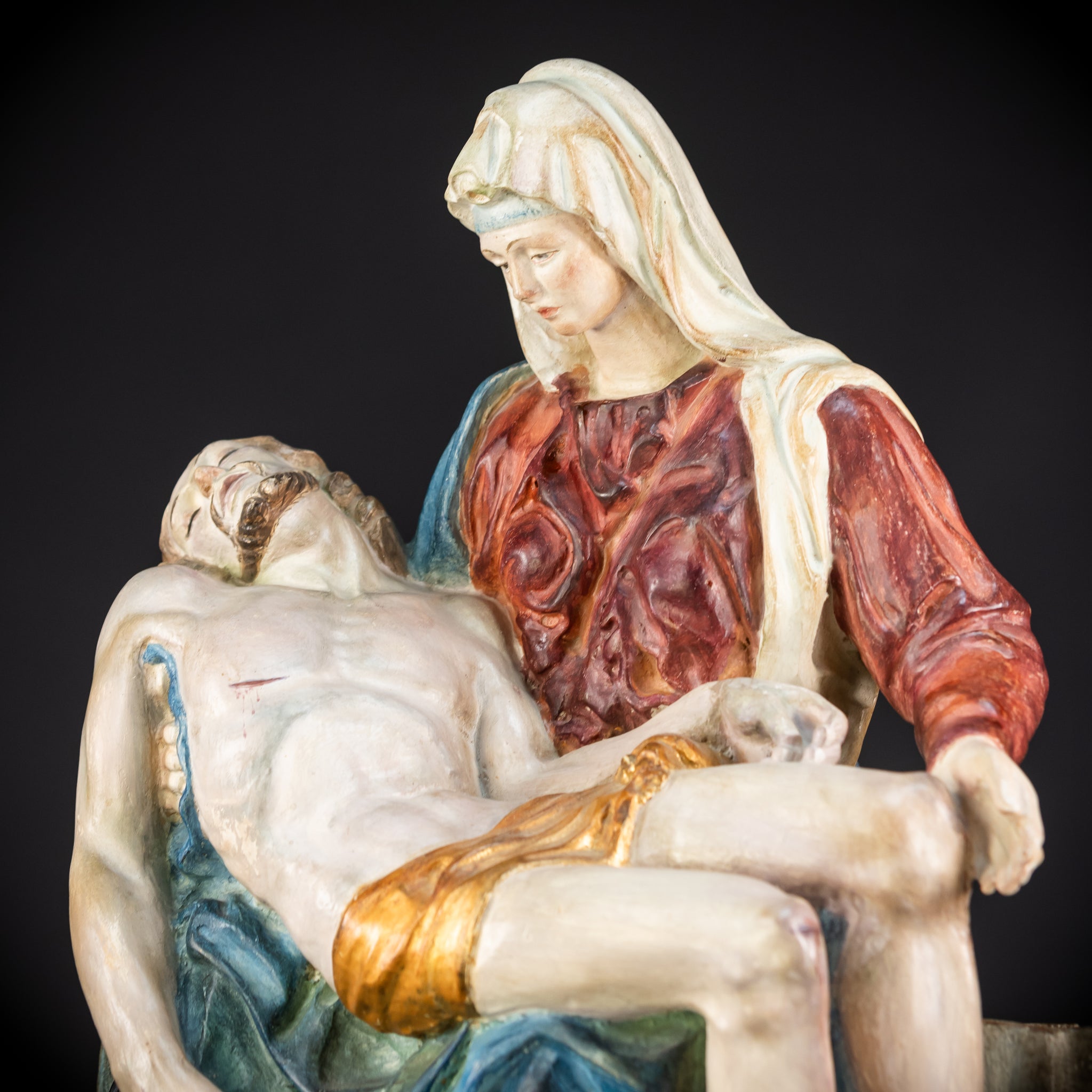 Pieta Wood Carving Sculpture | Vintage Mid 1900s