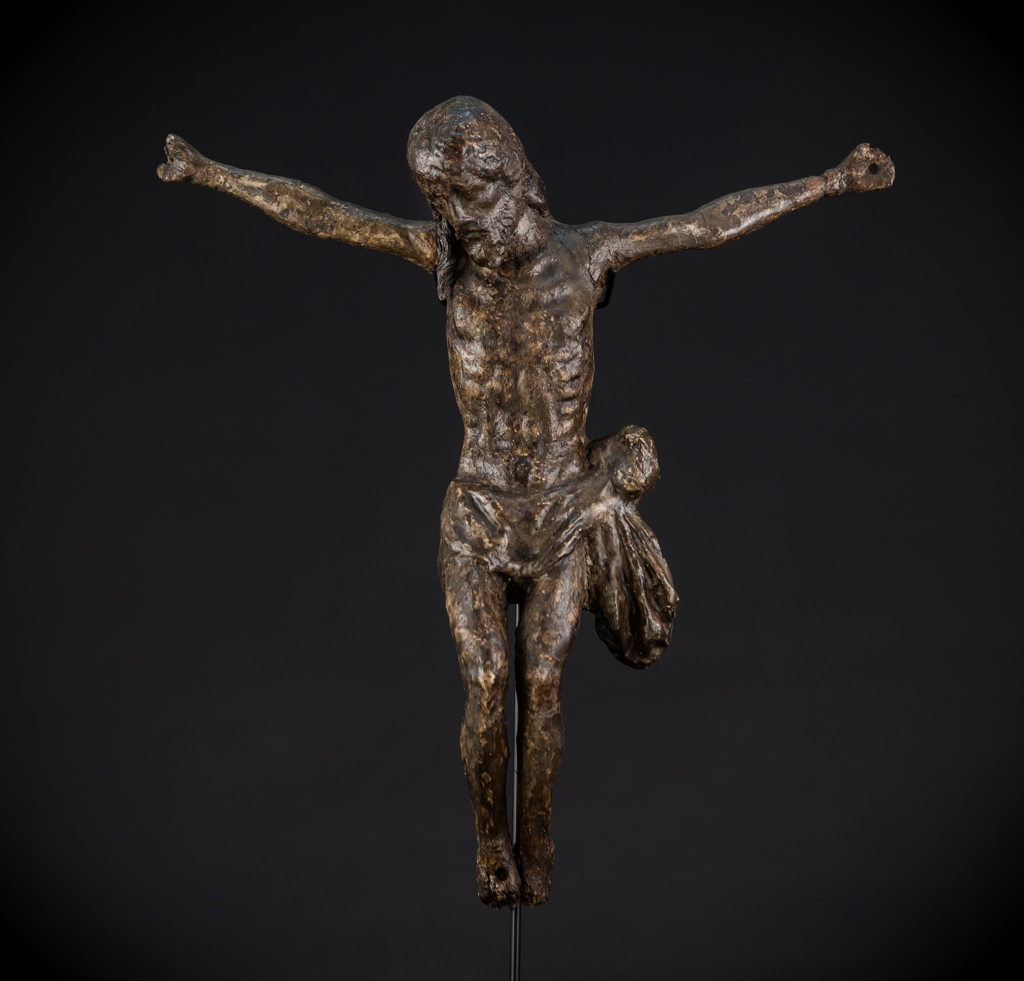 Corpus Christi Sculpture | 1500s Antique Wax Textile | 15.4"