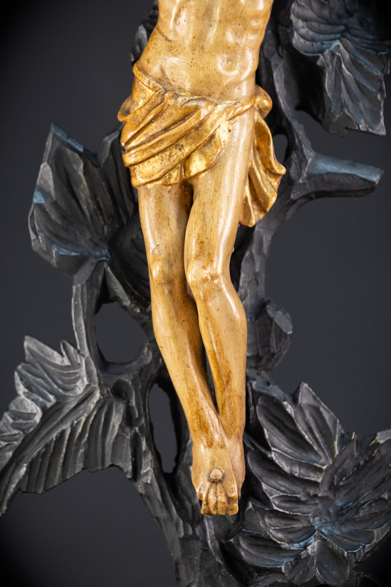 Wood Carved Wall Crucifix | 1800s Antique | 26"/ 66 cm