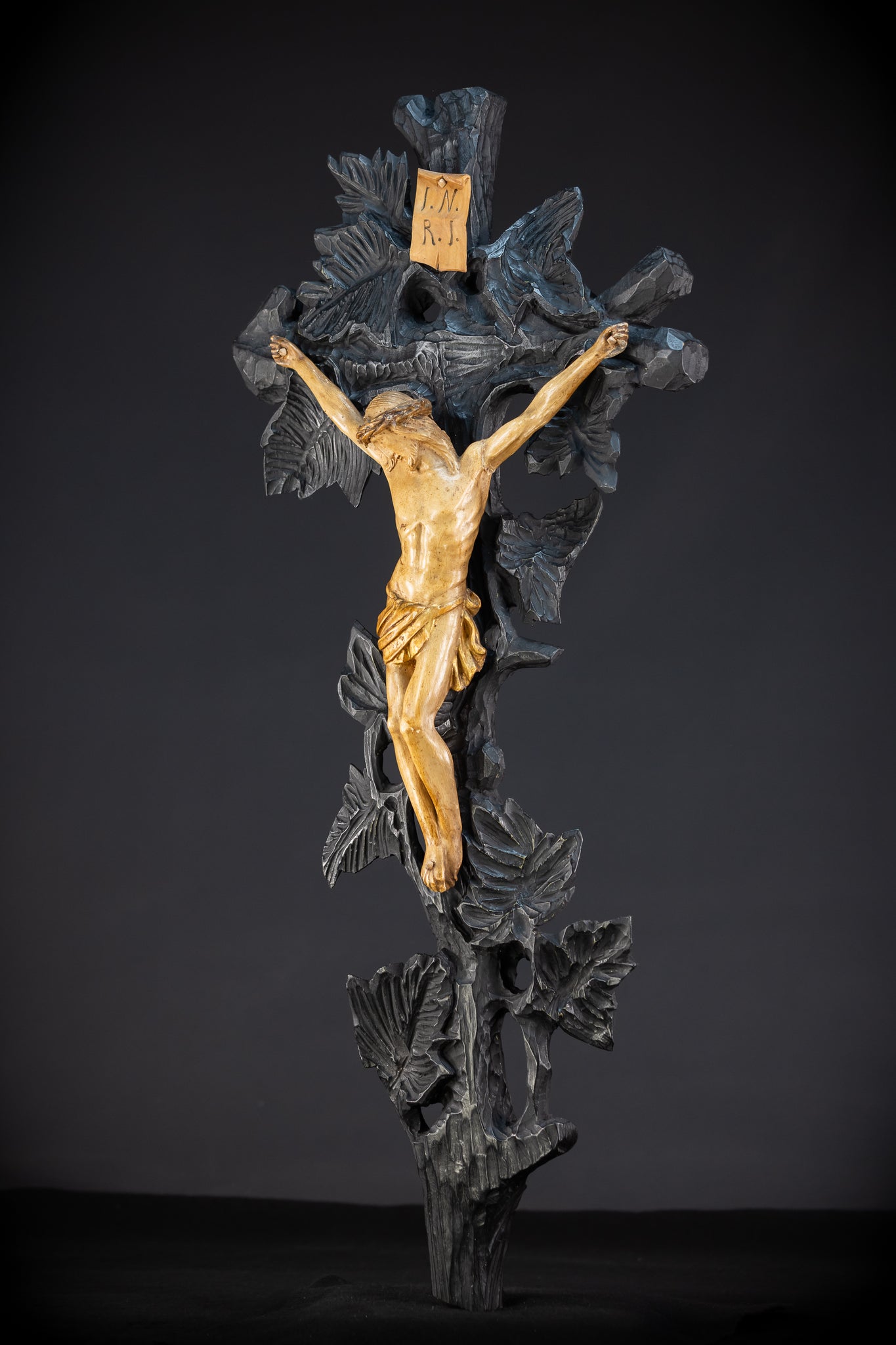 Wood Carved Wall Crucifix | 1800s Antique | 26"/ 66 cm