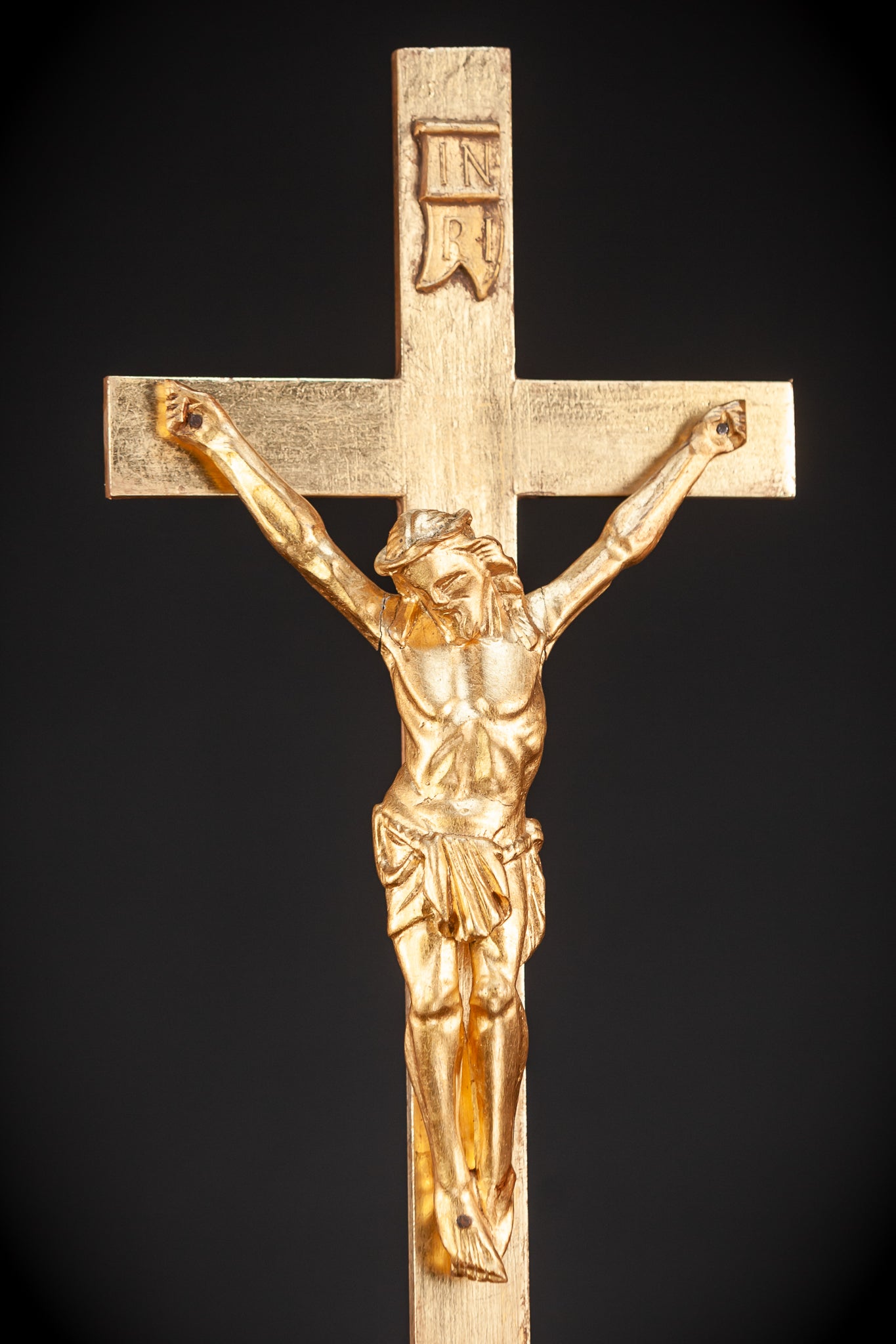 Standing Wood Cross | Gilded Corpus Christi  22.6"