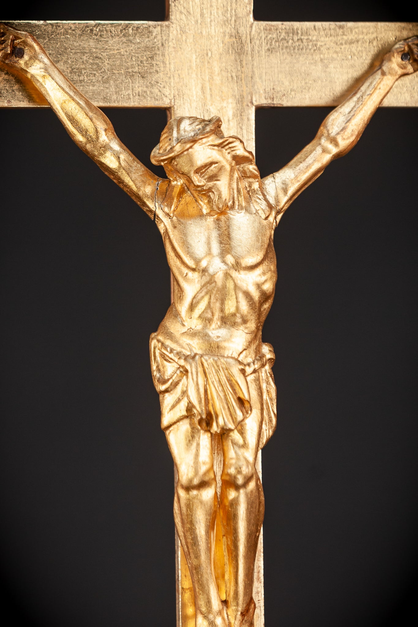 Standing Wood Cross | Gilded Corpus Christi  22.6"