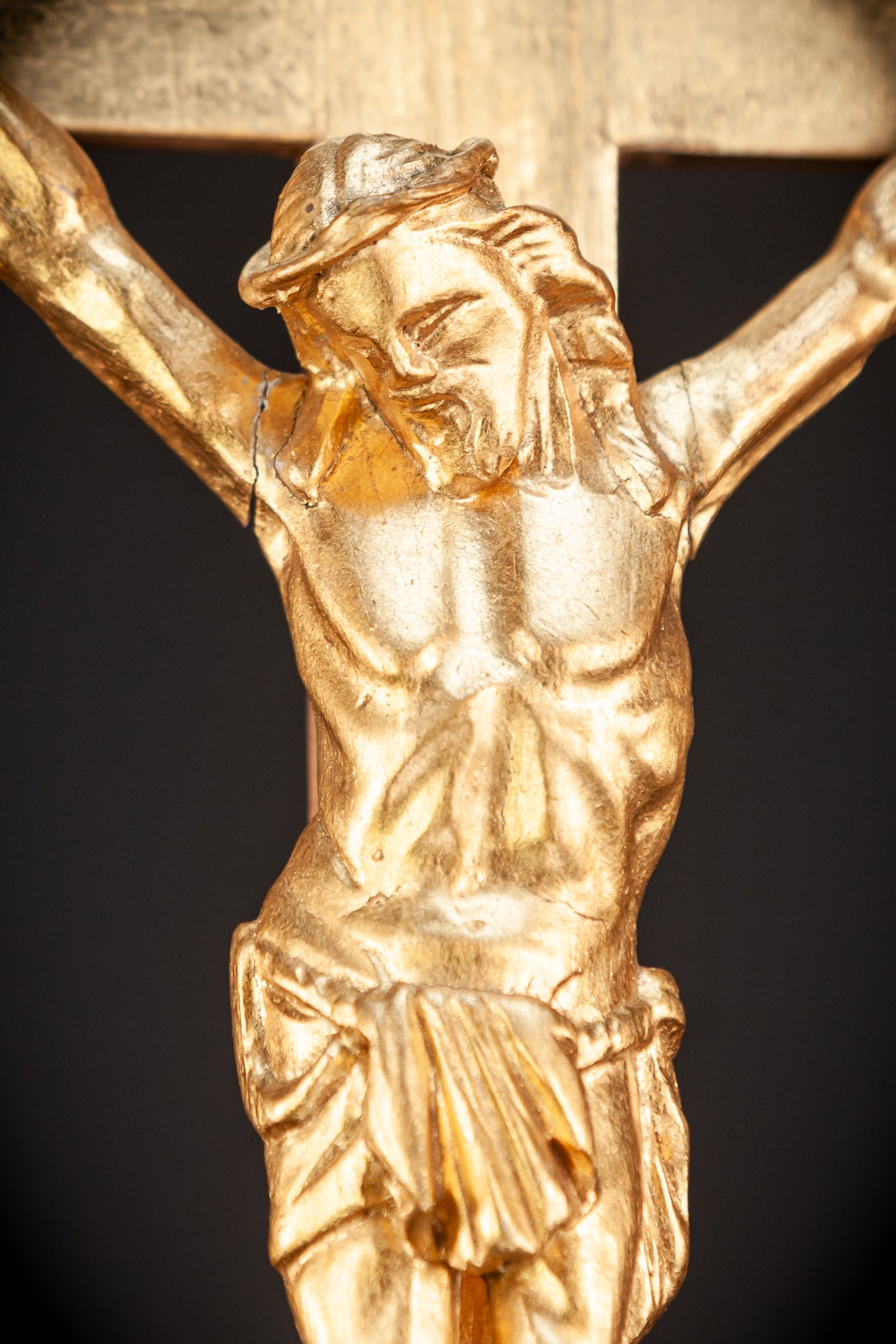 Standing Wood Cross | Gilded Corpus Christi  22.6"