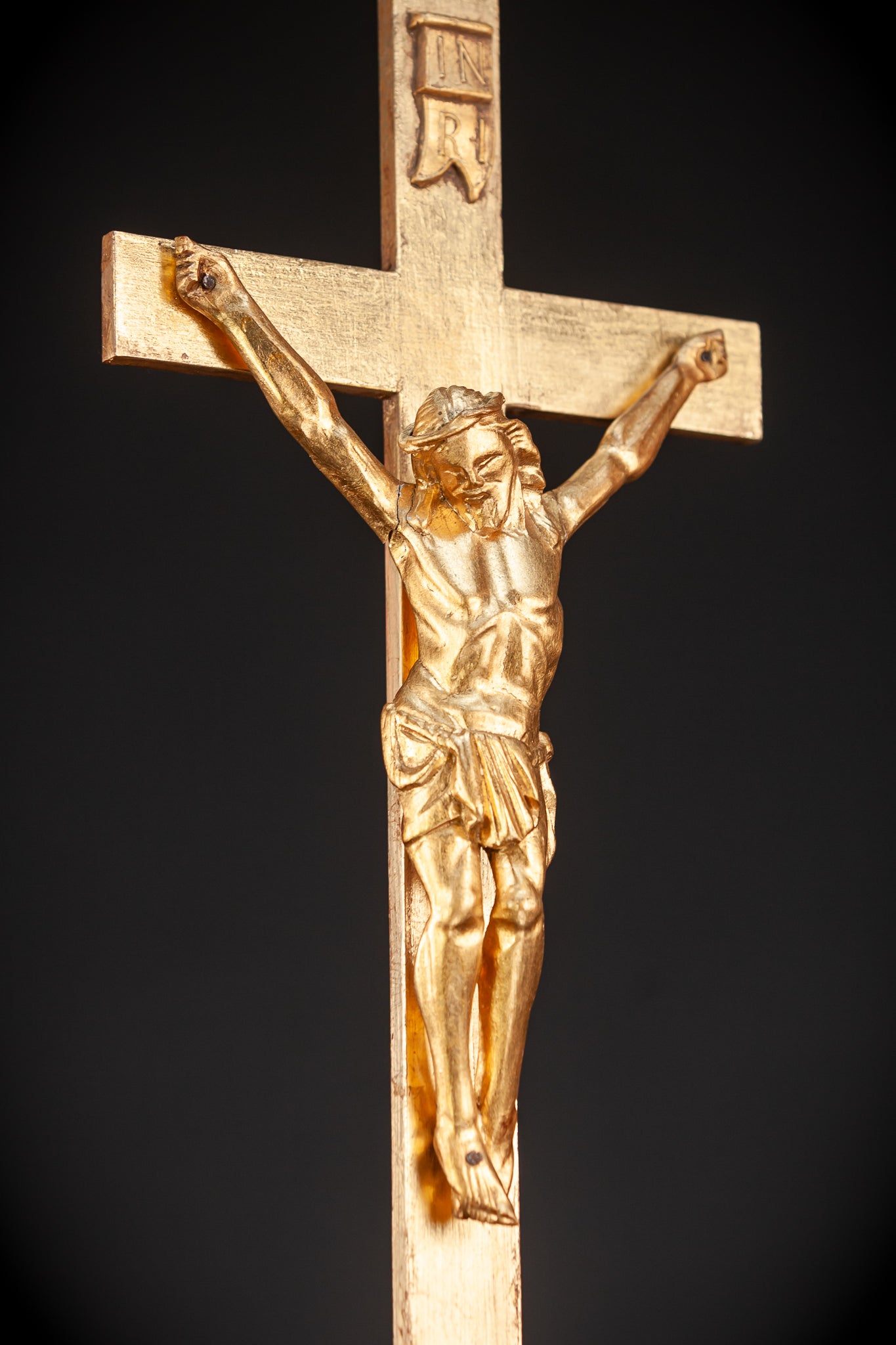 Standing Wood Cross | Gilded Corpus Christi  22.6"