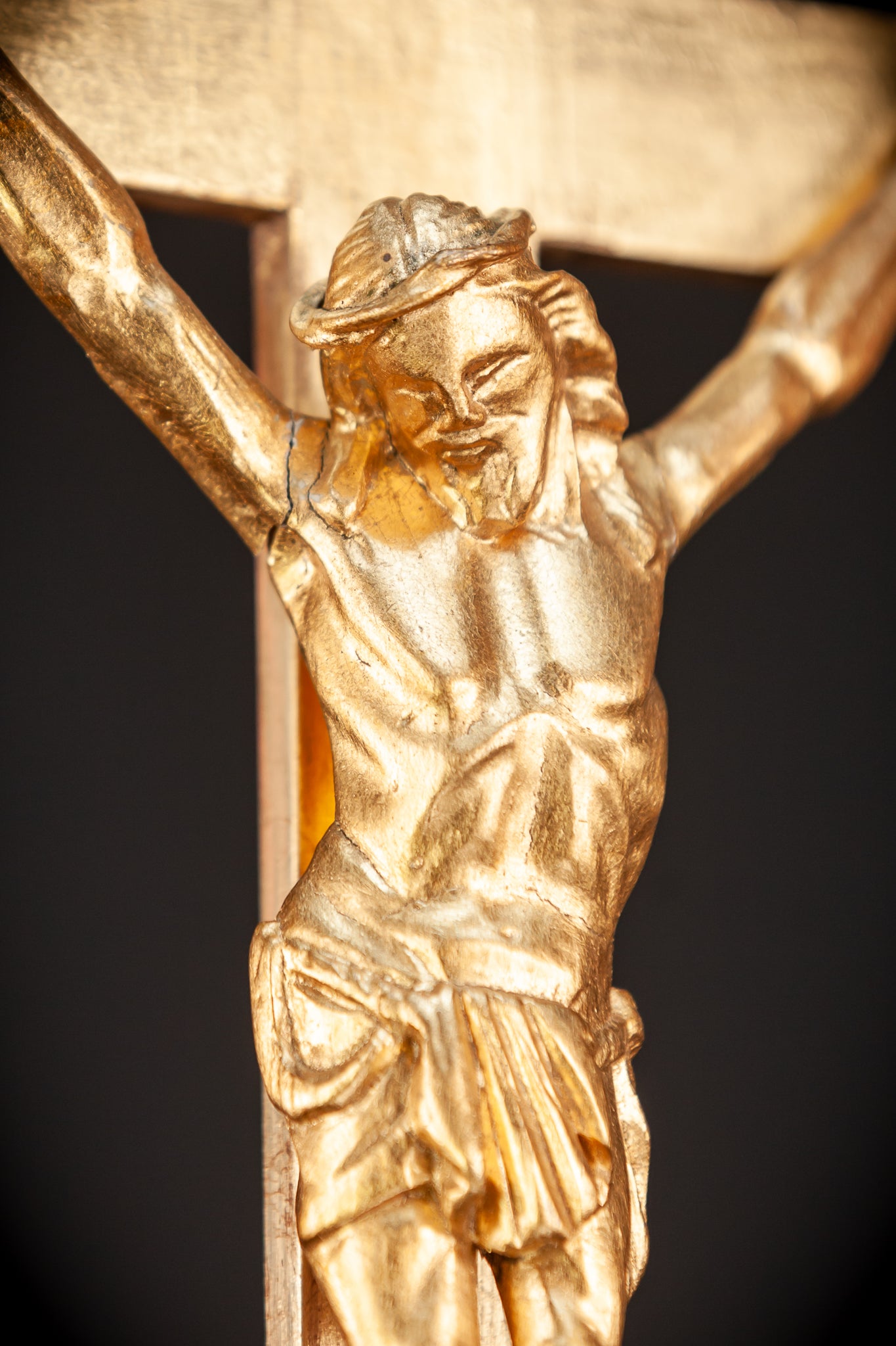 Standing Wood Cross | Gilded Corpus Christi  22.6"