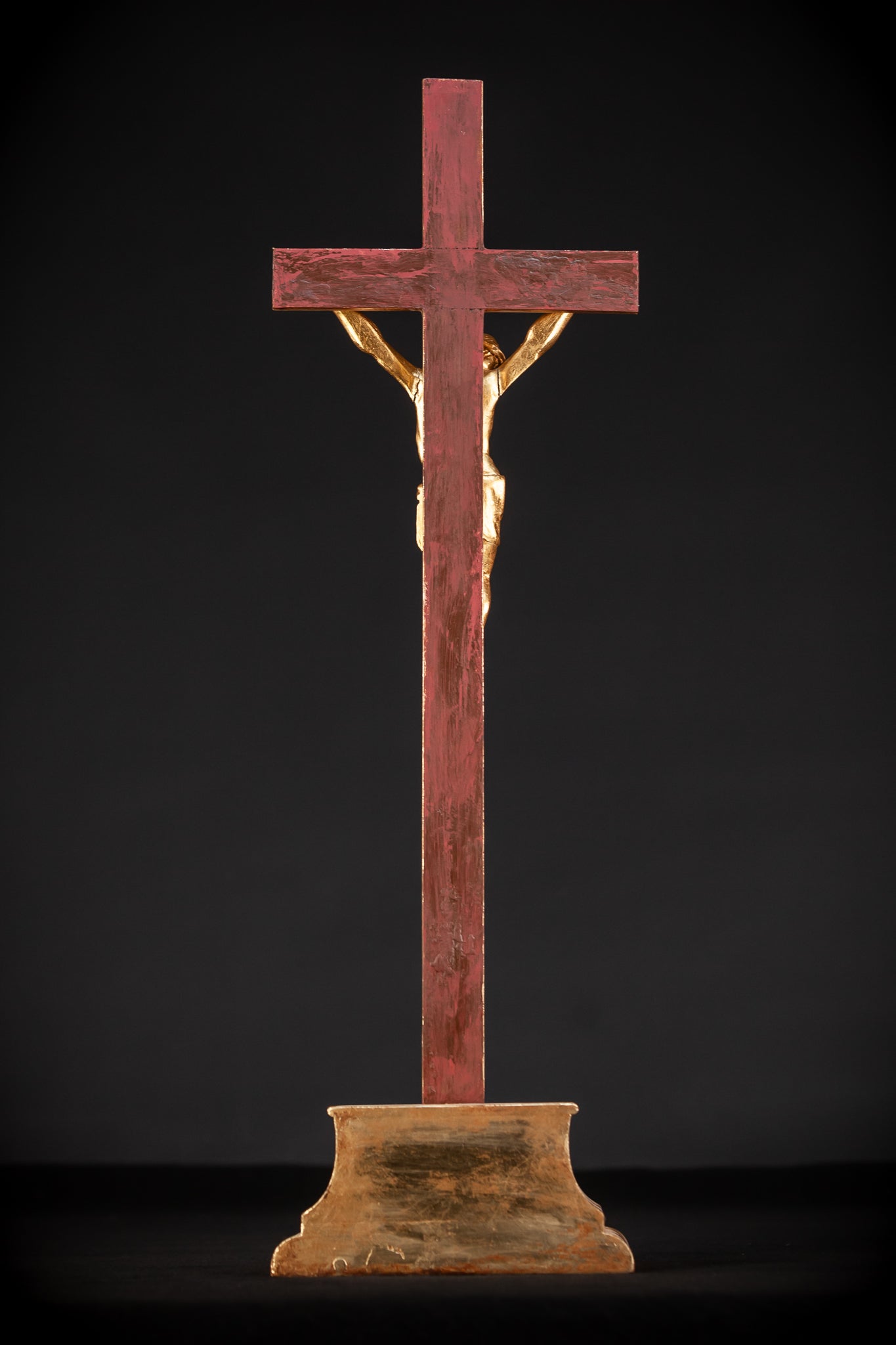 Standing Wood Cross | Gilded Corpus Christi  22.6"