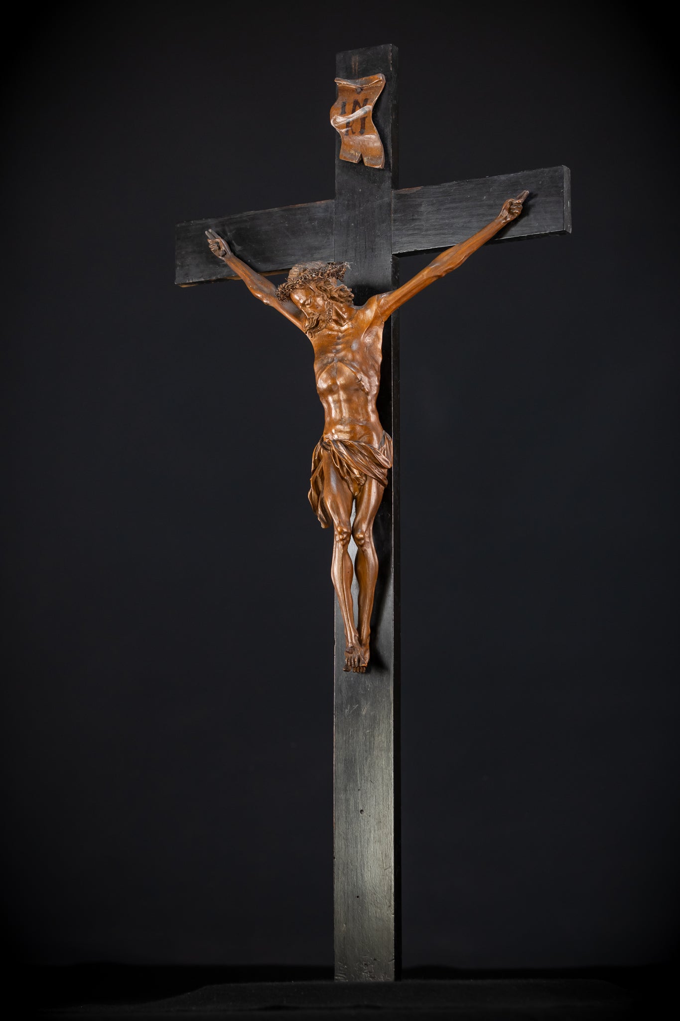 Wall Wood Carving Crucifix | 1800s Antique | 26"/ 66 cm