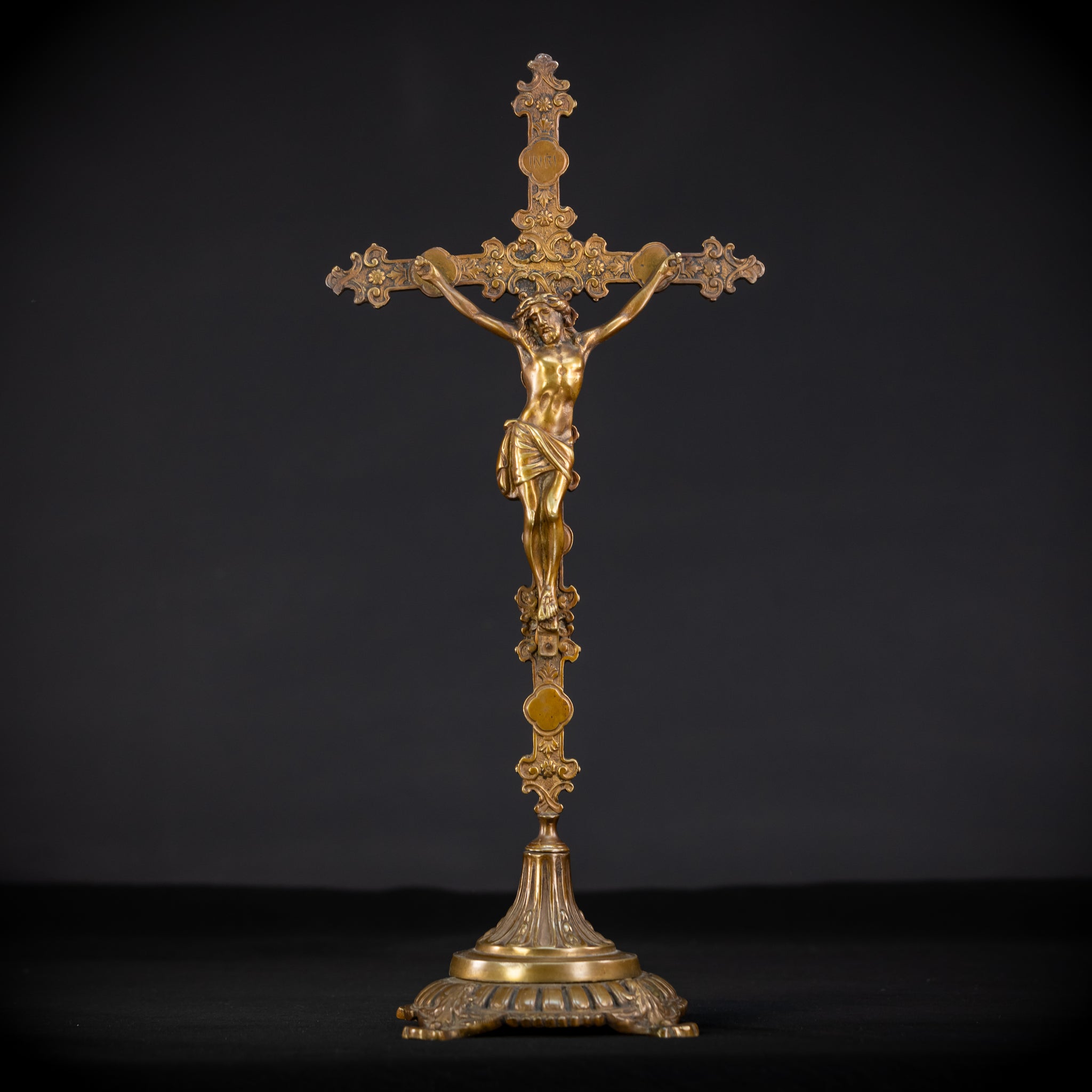 Bronze Altar Crucifix | 1800s Antique | 19.1" / 48.5 cm