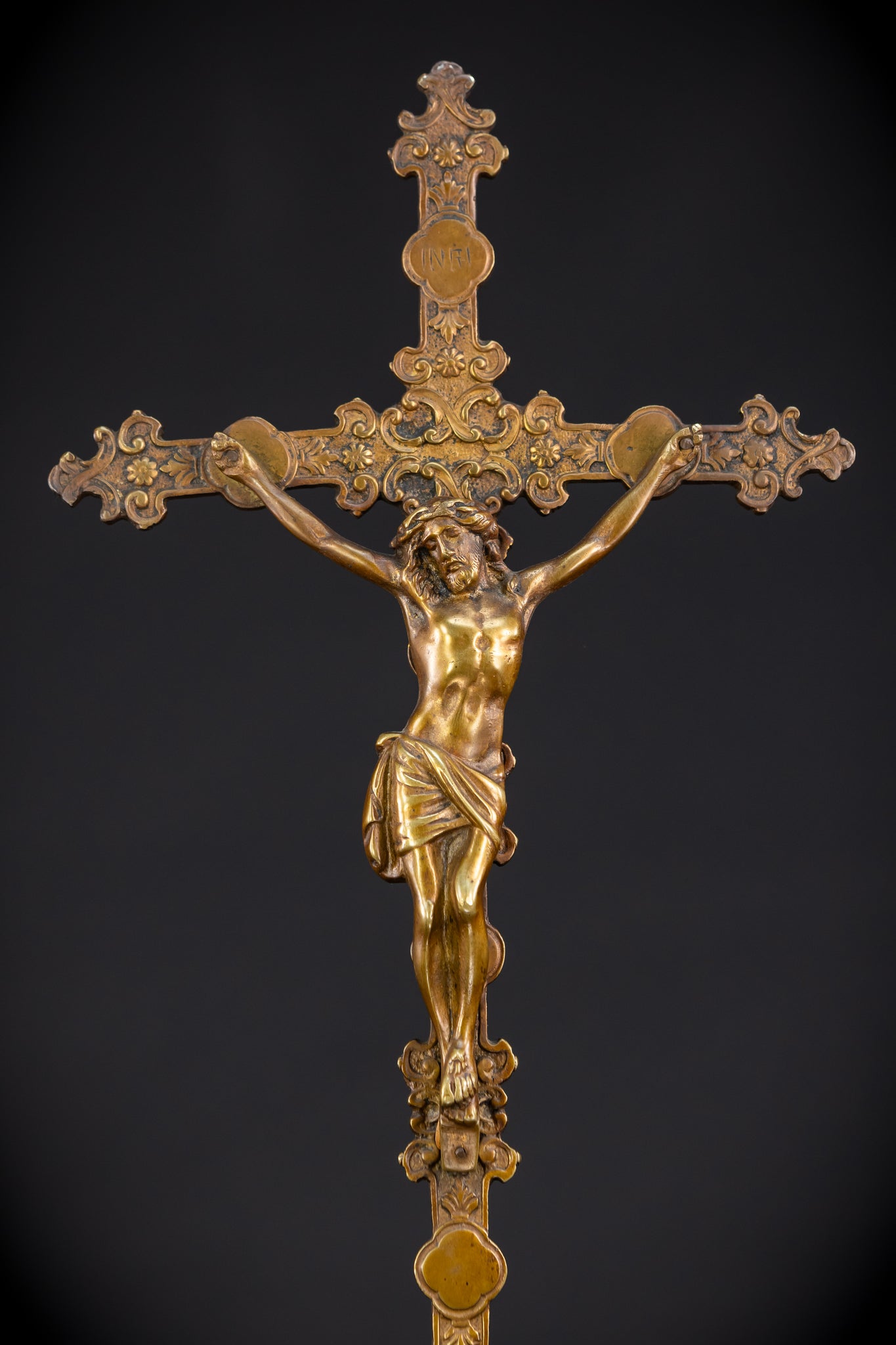 Bronze Altar Crucifix | 1800s Antique | 19.1" / 48.5 cm