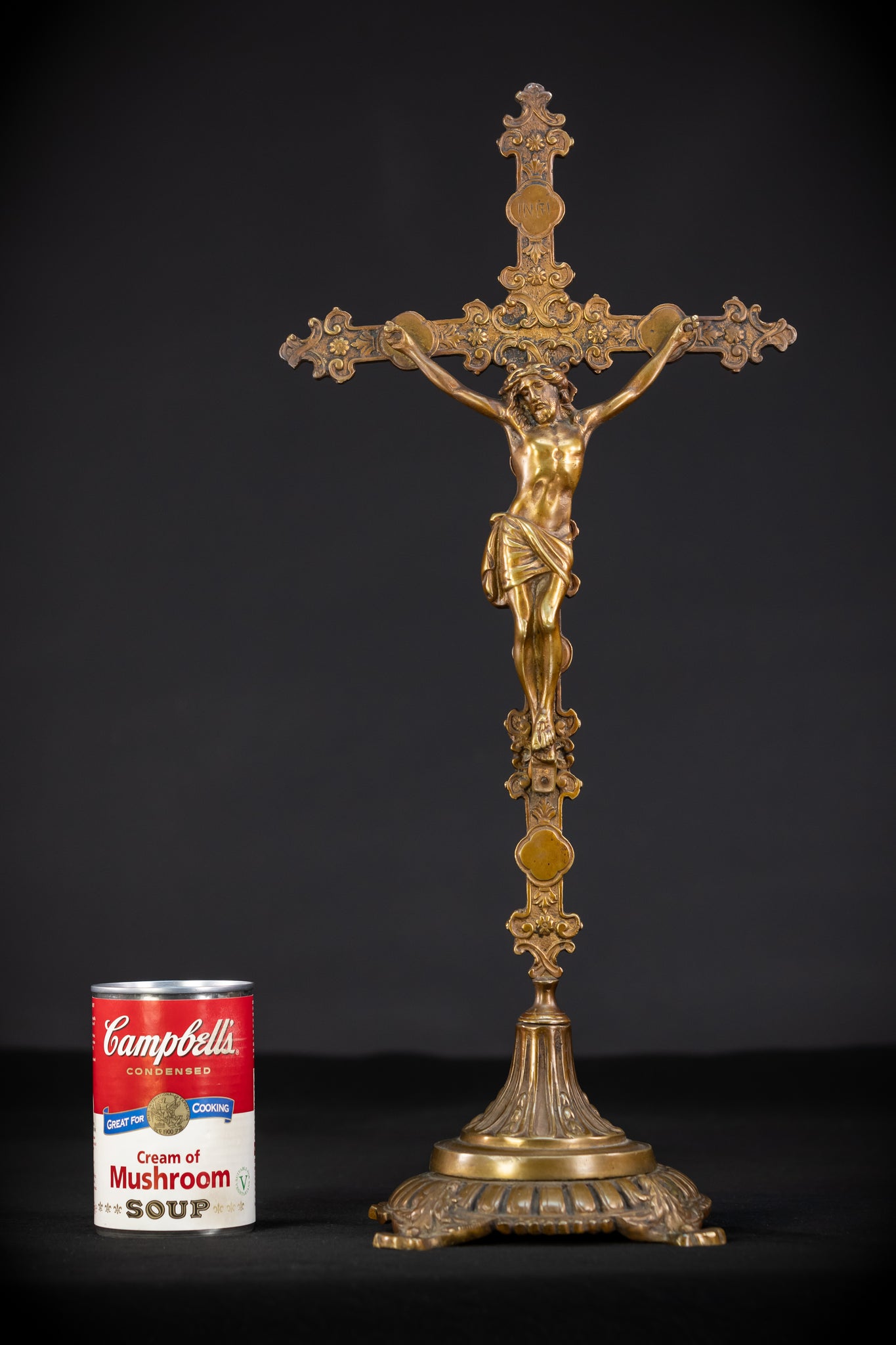 Bronze Altar Crucifix | 1800s Antique | 19.1" / 48.5 cm